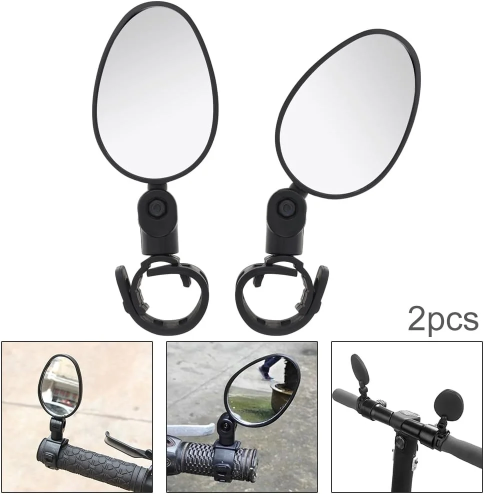 آینه دوچرخه 2 عددی، آینه فرمان قابل تنظیم 360 درجه، آینه دید عقب دوچرخه با زاویه دید عریض ایمن، آینه عقب تخت ضد ضربه برای دوچرخه کوهستانی و جاده