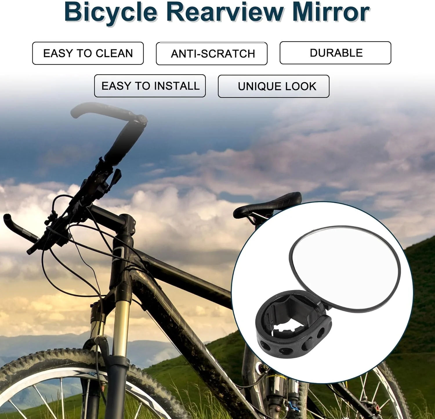 آینه عقب دوچرخه 9.5x6.8 سانتی متر قابل تنظیم | آینه دوچرخه فرمان جلو مشکی برای دوچرخه کوهستانی و جاده 1 عدد