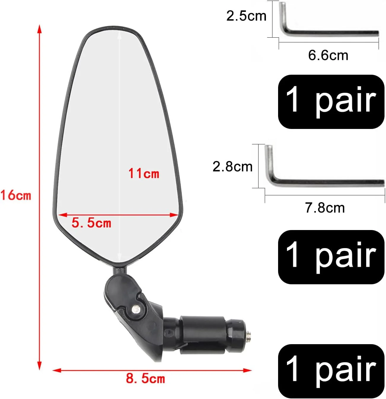 آینه دوچرخه 2 عددی، آینه HD، چرخش 360 درجه و تاشو، آینه دید عقب ایمن جهانی، ضد ضربه و بادوام، آینه پیچی، آینه فرمان دوچرخه برای دوچرخه، دوچرخه کوهستانی، جاده