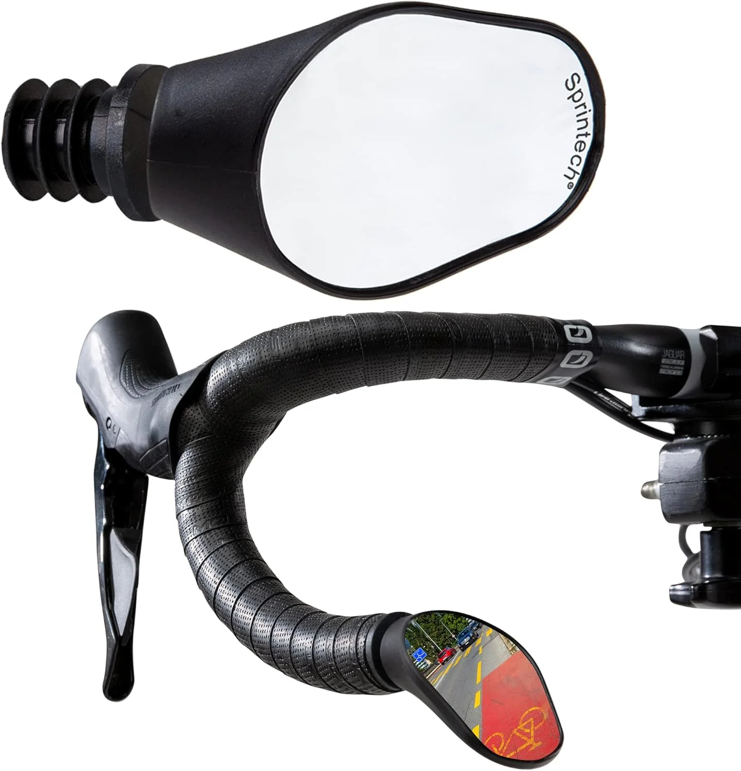 افزونه فرمان دوچرخه مسابقه ای Sprintech Racing XL، یکپارچه، میدان دید گسترده، آینه قابل تنظیم برای دوچرخه مسابقه ای چپ و راست