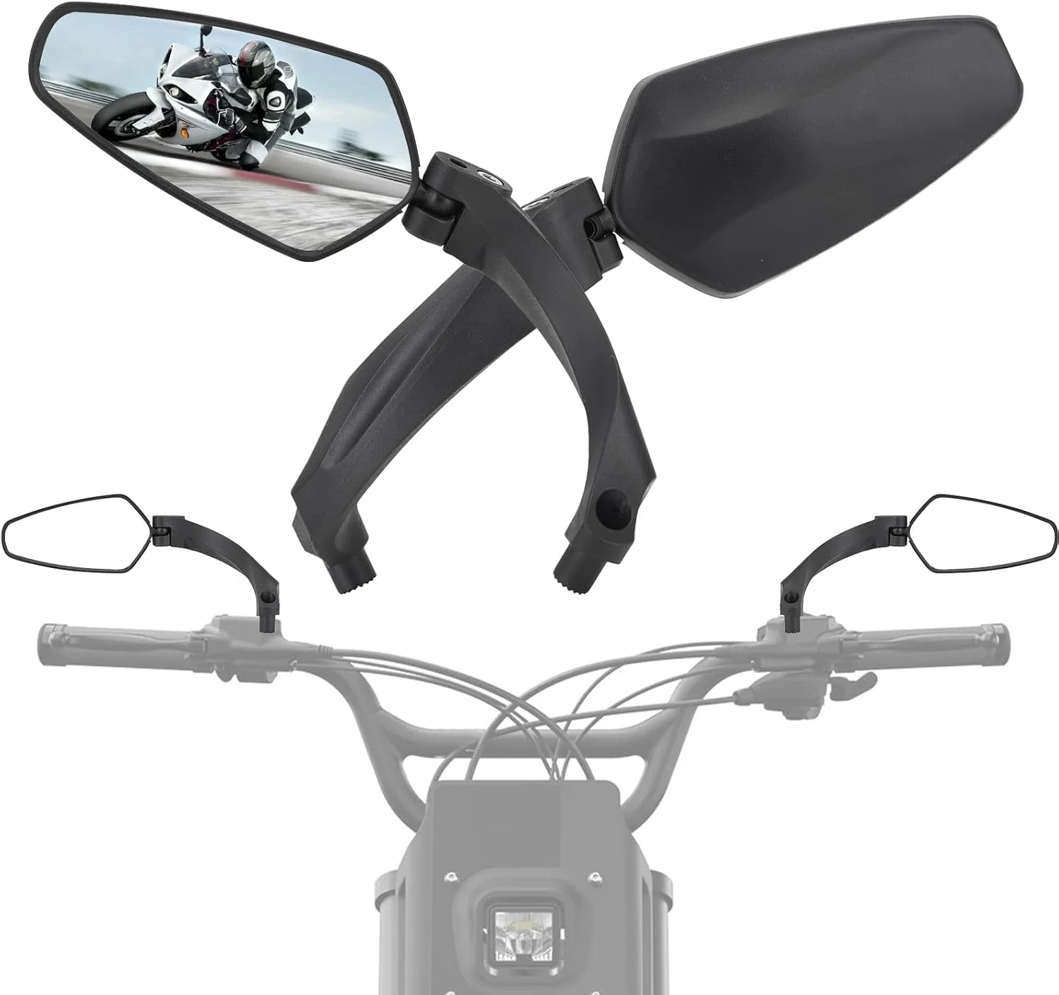 آینه دید عقب مدل Super 73، مجموعه آینه بغل شفاف قابل تنظیم برای تمام مدل های دوچرخه های الکترونیکی Super 73