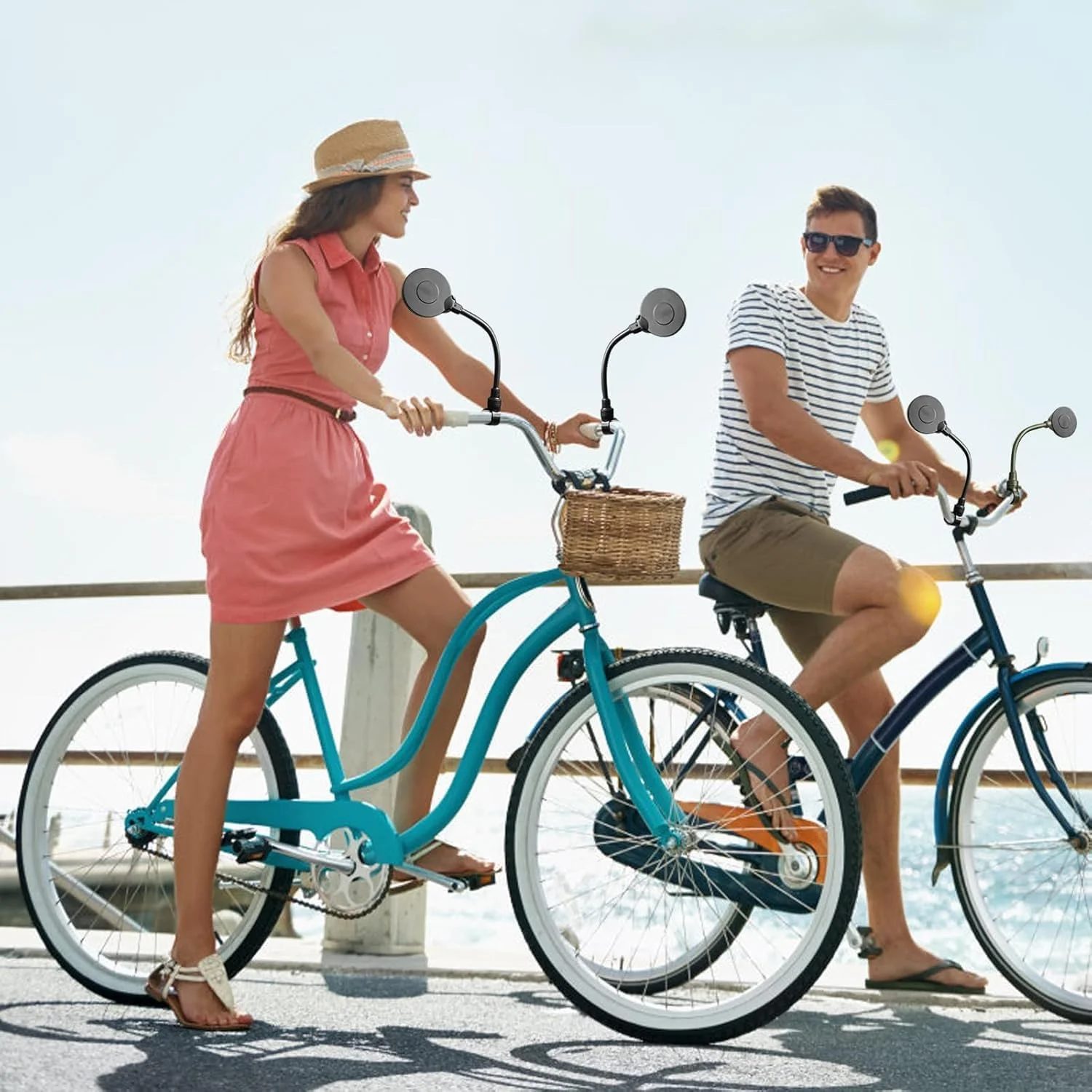 آینه دوچرخه قابل نصب روی فرمان، آینه عقب دوچرخه قابل تنظیم و چرخش، آینه ایمنی محدب اکریلیک با زاویه دید گسترده برای دوچرخه کوهستانی و جاده (زرد)