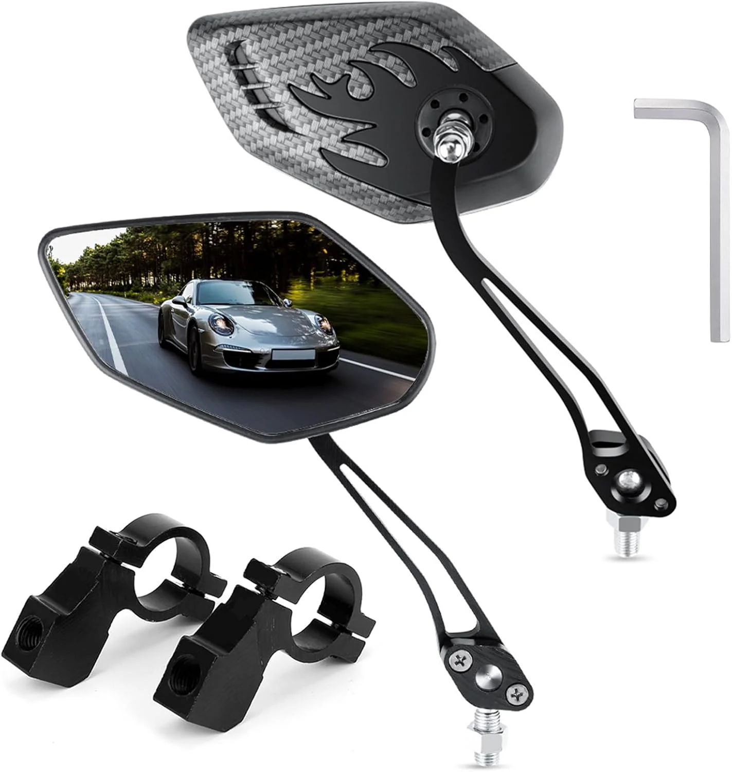 آینه دوچرخه، بسته 2 عددی آینه دوچرخه، 360 درجه قابل تنظیم، میدان دید بزرگ HD، آینه عقب دوچرخه، آینه انتهای فرمان، آینه عقب جهانی، دوچرخه برای فرمان، 17-22 میلی متر