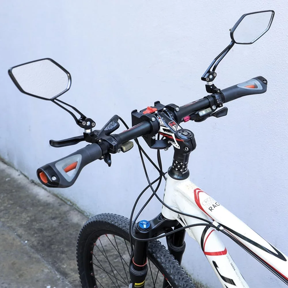 آینه دوچرخه، بسته 2 عددی آینه دوچرخه، 360 درجه قابل تنظیم، میدان دید بزرگ HD، آینه عقب دوچرخه، آینه انتهای فرمان، آینه عقب جهانی، دوچرخه برای فرمان، 17-22 میلی متر