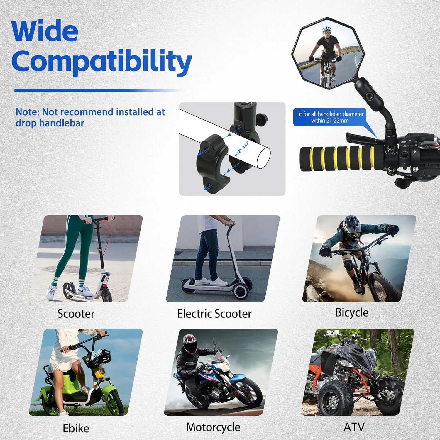 آینه دوچرخه (2 عددی)، قابل تنظیم و چرخش، آینه دید عقب ایمن دوچرخه، لنز شیشه ای مقاوم در برابر خش آینه دوچرخه (2 عددی)، قابل تنظیم و چرخش، آینه دید عقب ایمن دوچرخه، لنز شیشه ای مقاوم در برابر خش