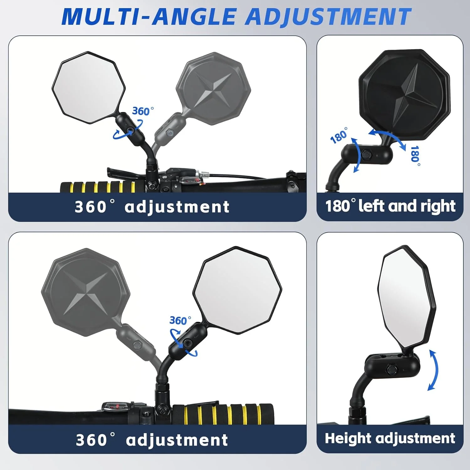 آینه دوچرخه (2 عددی)، قابل تنظیم و چرخش، آینه دید عقب ایمن دوچرخه، لنز شیشه ای مقاوم در برابر خش آینه دوچرخه (2 عددی)، قابل تنظیم و چرخش، آینه دید عقب ایمن دوچرخه، لنز شیشه ای مقاوم در برابر خش