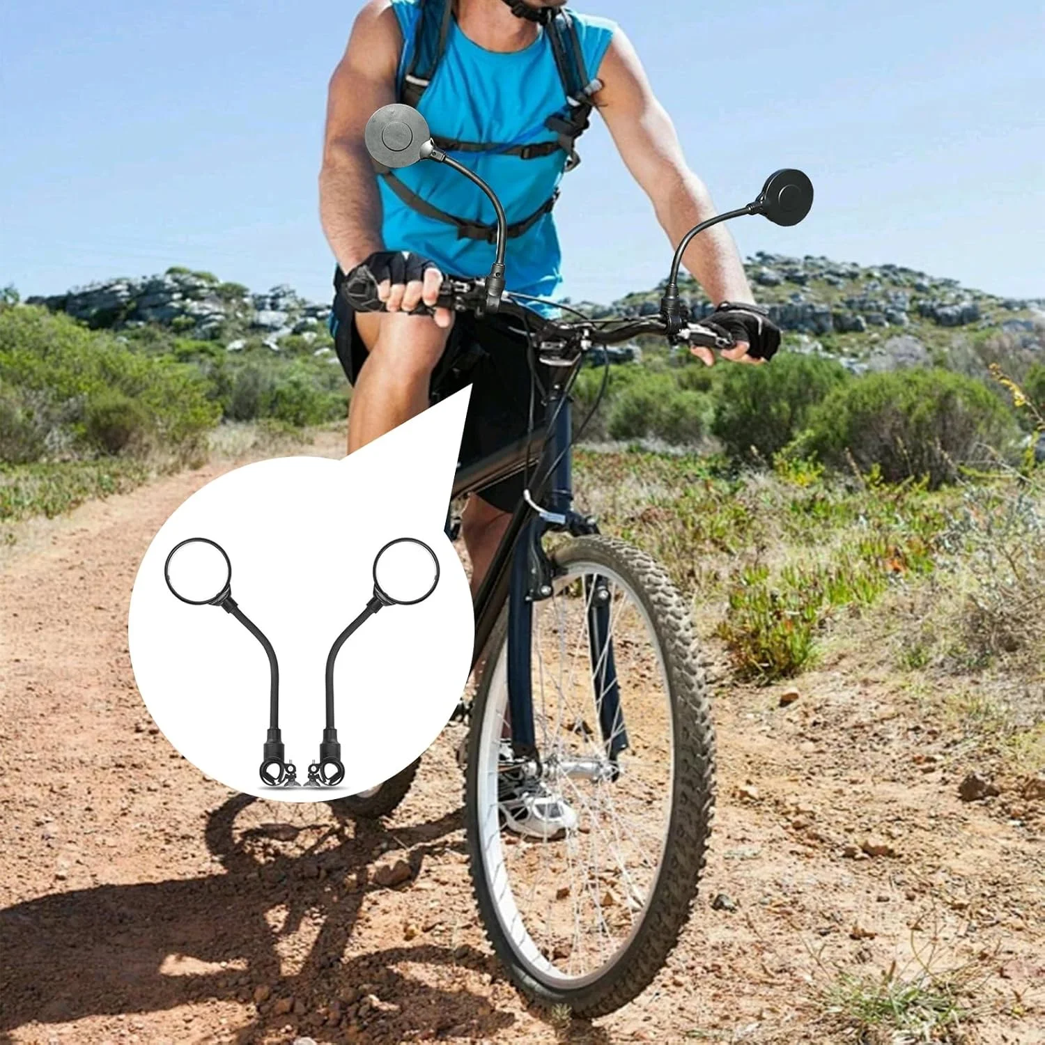 آینه دوچرخه 2 عددی، آینه با قابلیت چرخش 360 درجه، آینه دوچرخه، آینه فرمان، آینه محدب دوچرخه، آینه دید عقب، مناسب برای دوچرخه کوهستان، دوچرخه برقی، موتور گازی