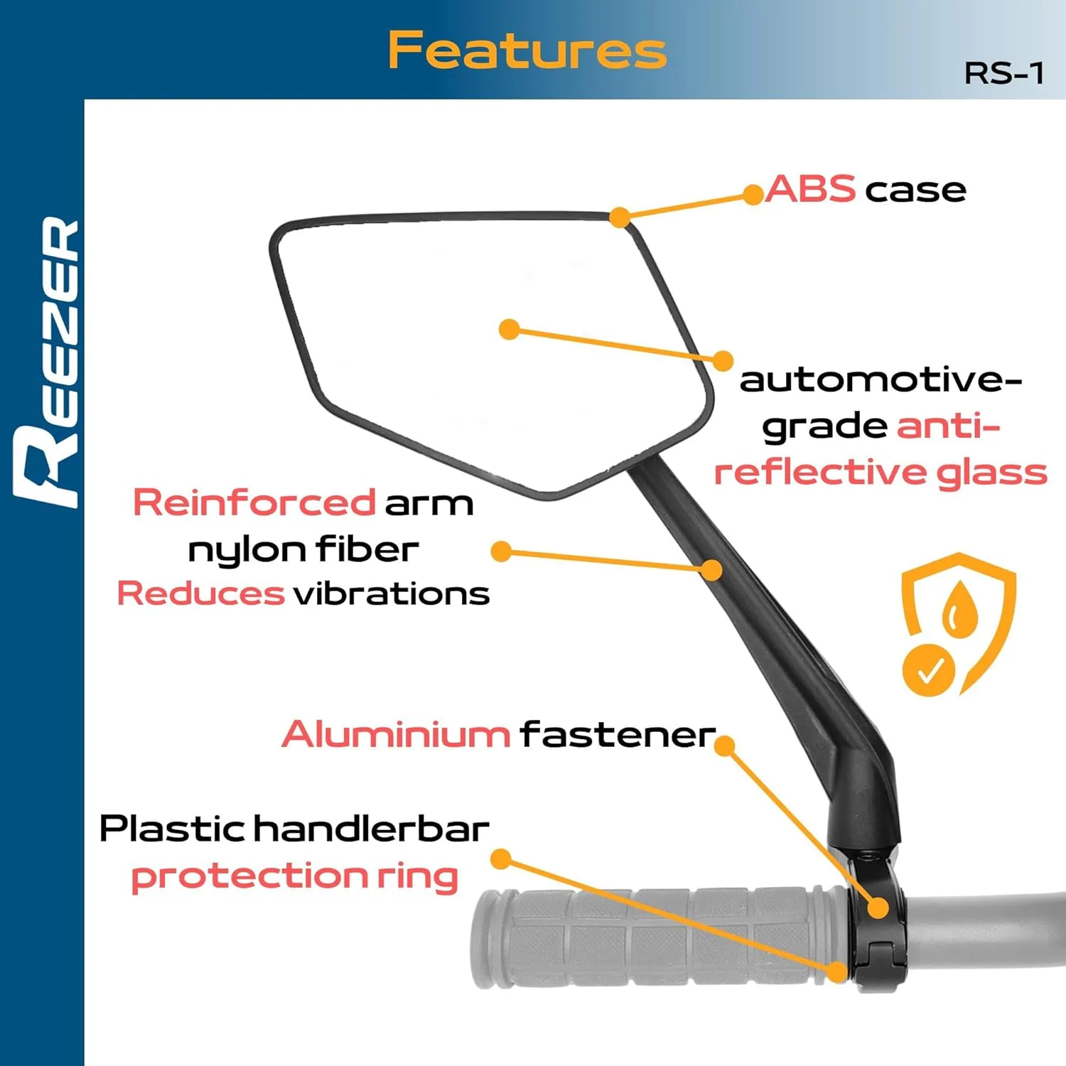 آینه دوچرخه REEZER RS1 - آینه فرمان دوچرخه، چرخش 360 درجه و تاشو، میدان دید بزرگ، آینه های دید عقب دوچرخه، 0.86 اینچ تا 1 اینچ، بازتابنده - جفت