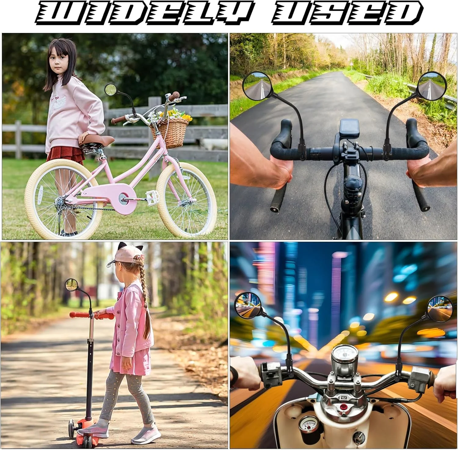 آینه دید عقب 360 درجه قابل تنظیم برای دوچرخه جاده، اسکوتر برقی، موتورسیکلت، دوچرخه برقی، 1 عدد