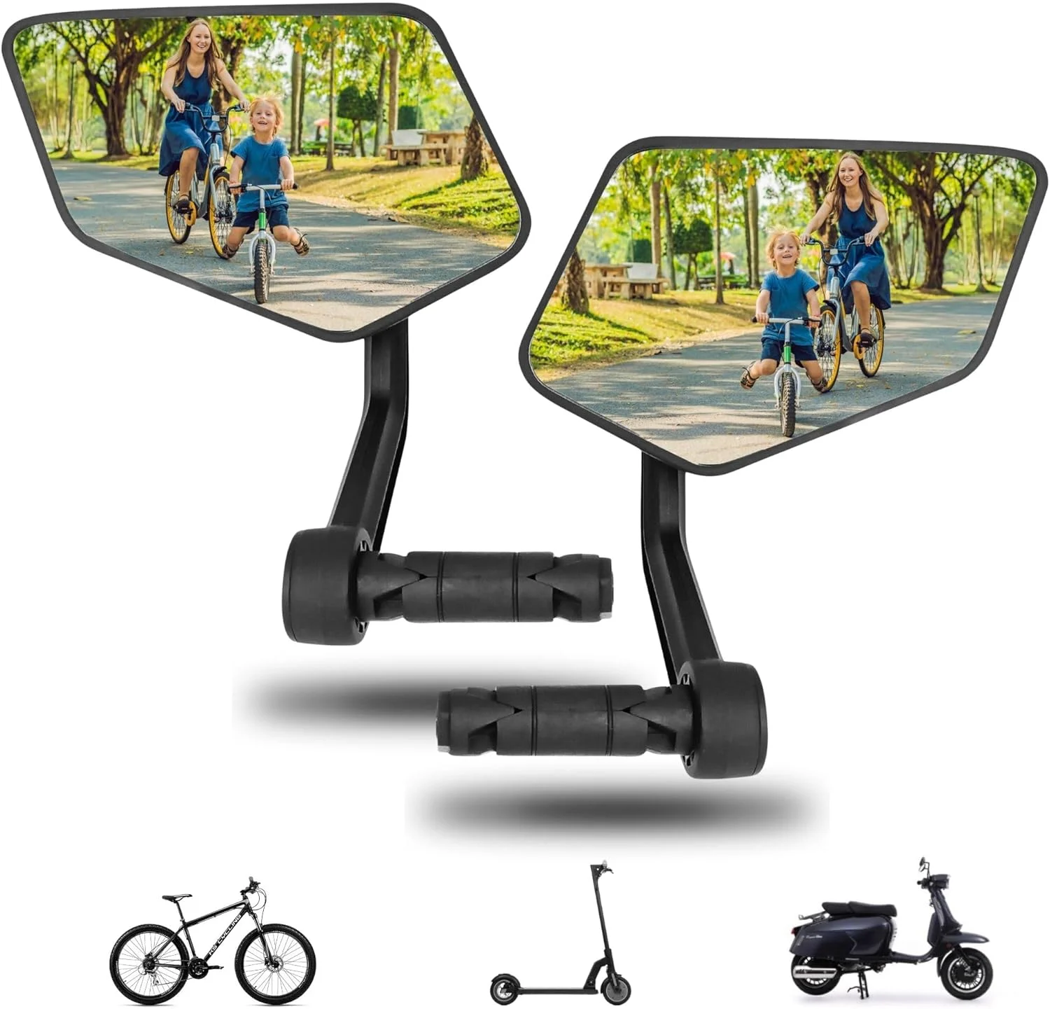 آینه دوچرخه REEZER سمت چپ با سطح آینه بسیار بزرگ - آینه دوچرخه قابل تنظیم 360 درجه برای فرمان های دوچرخه برقی و اسکوتر برقی - آینه دید عقب سازگار با همه مدل ها - لوازم جانبی دوچرخه برقی - ست