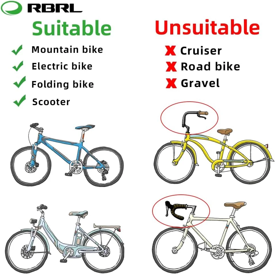 آینه دوچرخه RBRL، آینه دوچرخه بزرگ با نصب در انتهای فرمان، سطح آینه مقاوم در برابر ضربه، آینه دید عقب، دوچرخه، آینه دید عقب دوچرخه جهانی (چپ)