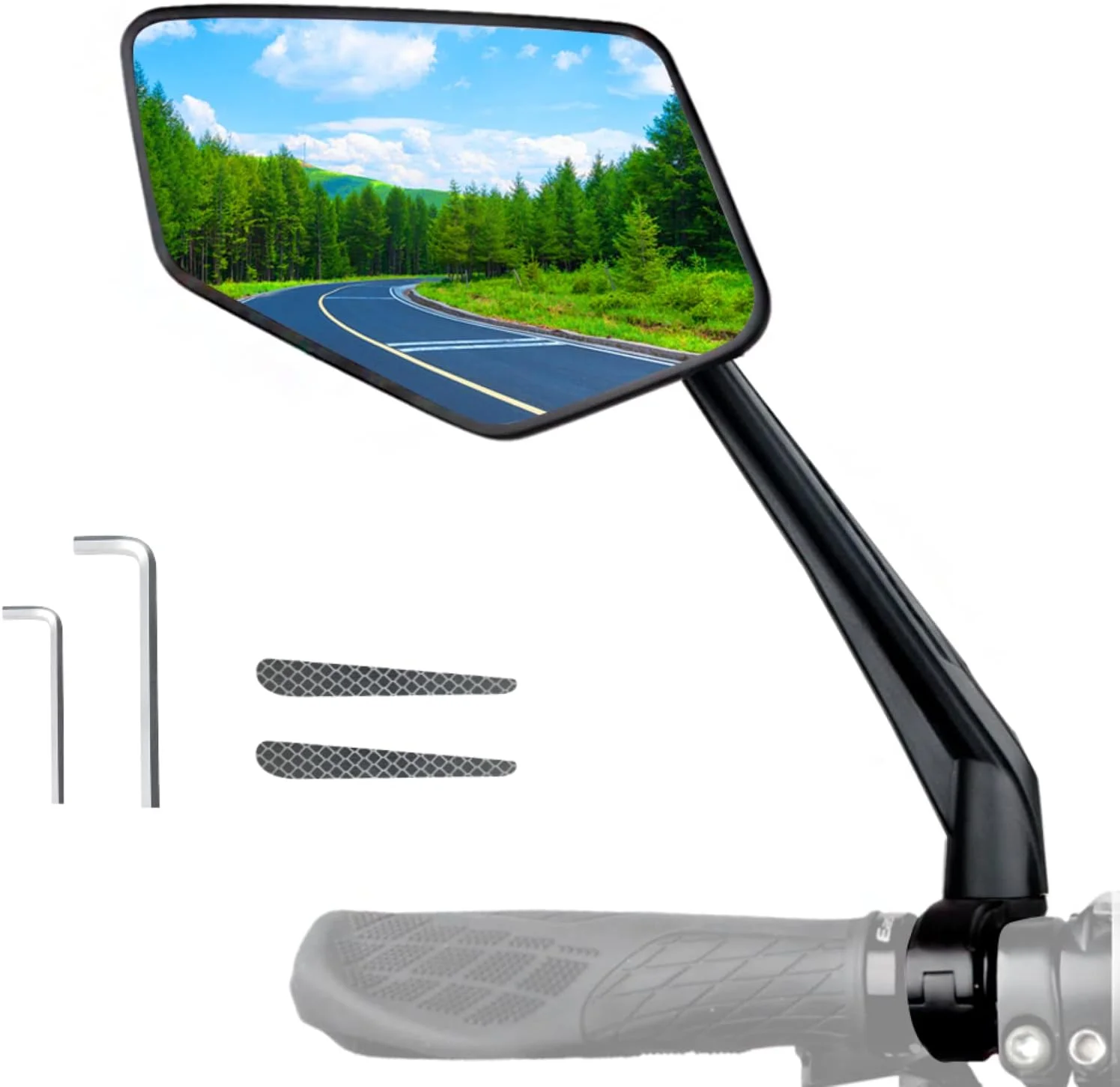 آینه دوچرخه RBRL، سطح آینه X-Wider، بازوی آینه بلندتر، آینه دید عقب مقاوم در برابر انفجار HD، آینه دوچرخه چرخشی قابل تنظیم برای دوچرخه های کوهستانی (مشکی-چپ)