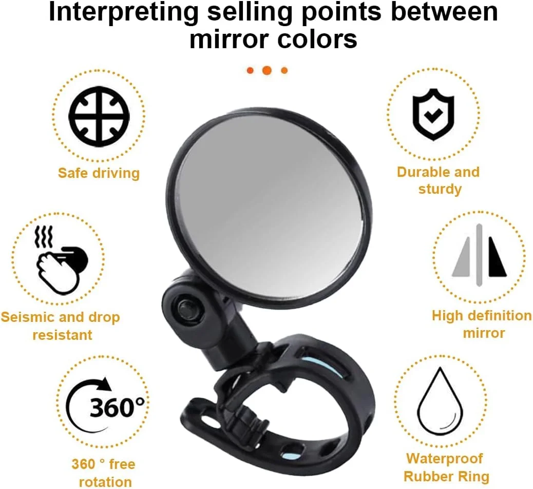 آینه های دوچرخه با قابلیت چرخش 360 درجه و تاشو برای فرمان های 15-35 میلی متری مناسب دوچرخه های برقی، جاده ای و کوهستانی - بسته 2 عددی