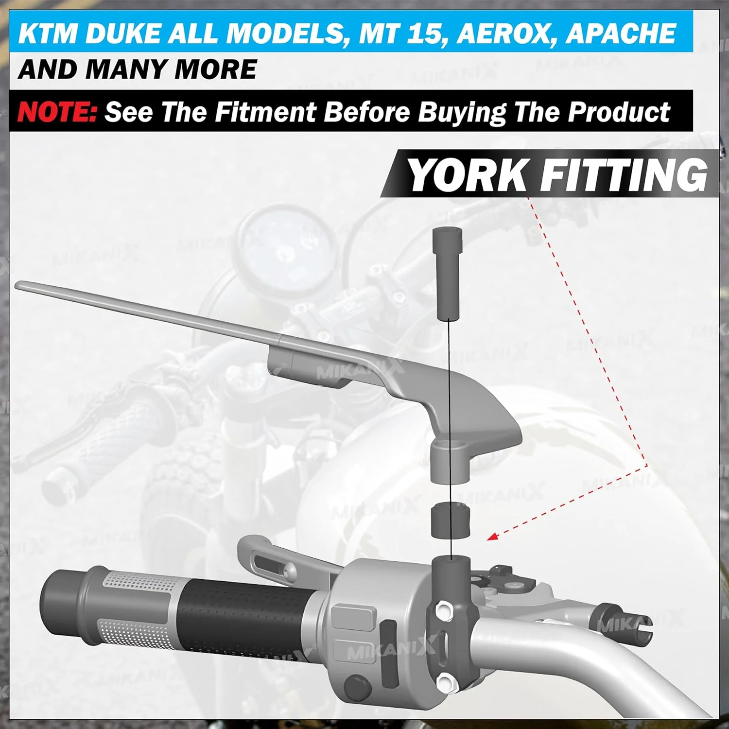 آینه بغل فرمان موتور سیکلت اوبروی تریدرز | اتصال مهره یورک | شیشه محدب استیلت مناسب برای KTM Duke 125 | 200 | 250 | 390