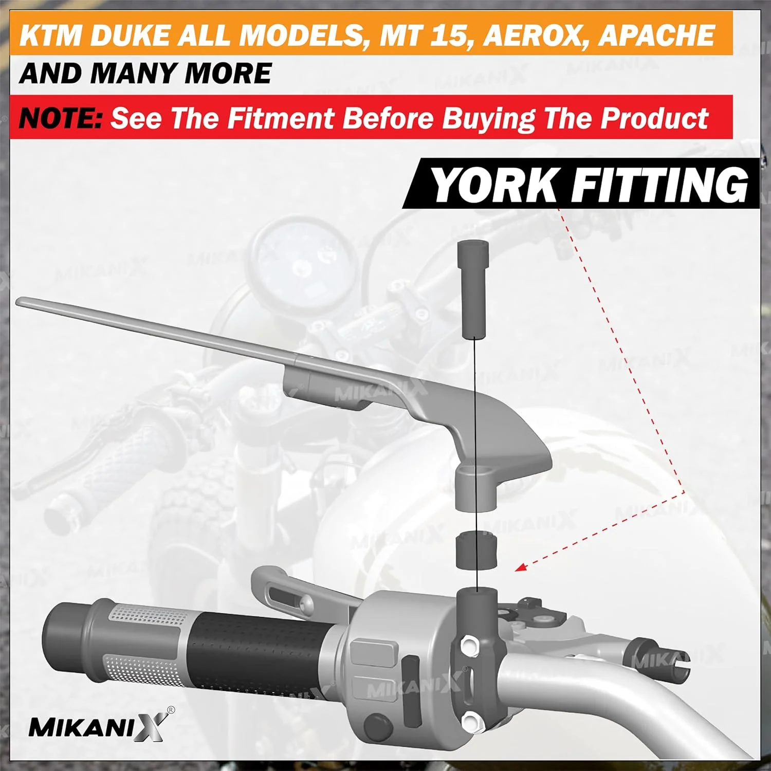 آینه بغل LED موتورسیکلت اوبروی تریدرز با نصب مهره یوک فرمان | آینه محدب مخفی برای KTM Duke 125 | 200 | 250 | 390