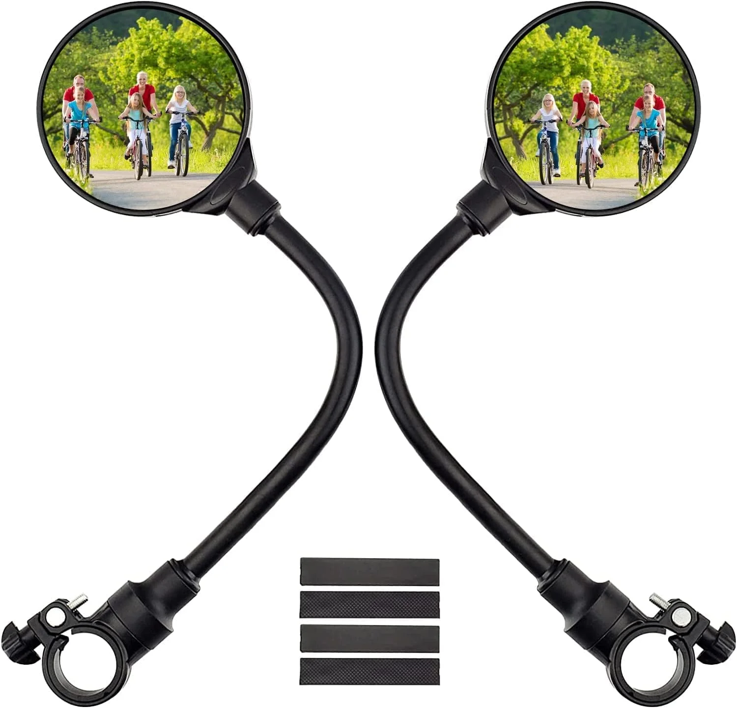 آینه دوچرخه، بسته 2 عددی آینه های دید عقب فرمان دوچرخه زاویه باز اکریلیک محدب ایمنی قابل تنظیم مقاوم در برابر خراش ضد ضربه برای دوچرخه های کوهستانی/کودکانه/برقی