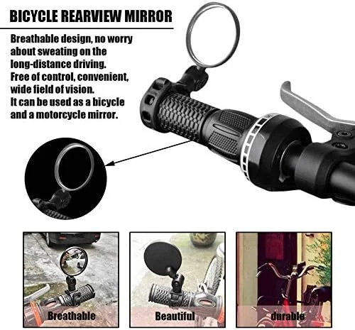 آینه عقب دوچرخه با قابلیت چرخش 360 درجه، زاویه دید گسترده و محدب، آینه جانبی ایمن برای دوچرخه سواری - مشکی