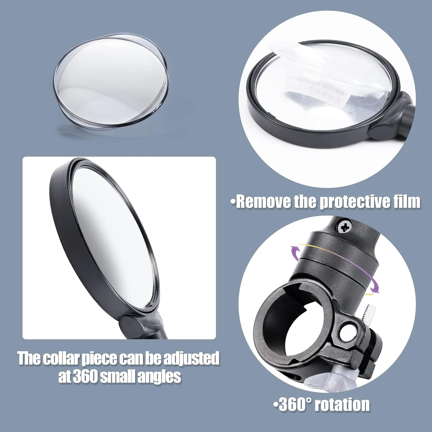 آینه دوچرخه، آینه های دید عقب قابل تنظیم فرمان برای دوچرخه کوهستانی، جاده ای، دوچرخه برقی و موتور سیکلت (مشکی - 2 عدد)