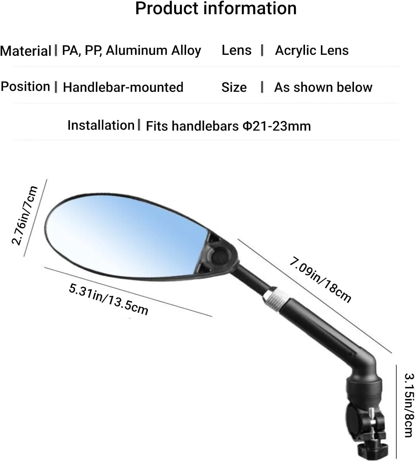 آینه های دوچرخه برای فرمان، چرخش 360 درجه، آینه های دید عقب دوچرخه، نصب آینه دوچرخه روی فرمان برای دوچرخه های برقی، دوچرخه های کوهستانی و جاده ای با قابلیت تنظیم ارتفاع