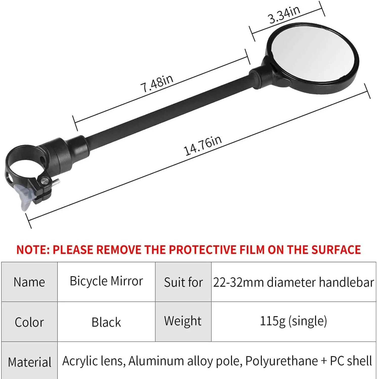 آینه های دوچرخه با زنگ دوچرخه، 3 عدد لوازم جانبی دوچرخه آینه دید عقب فرمان قابل چرخش و تنظیم زاویه دید گسترده ضد ضربه آینه محدب جهانی برای دوچرخه