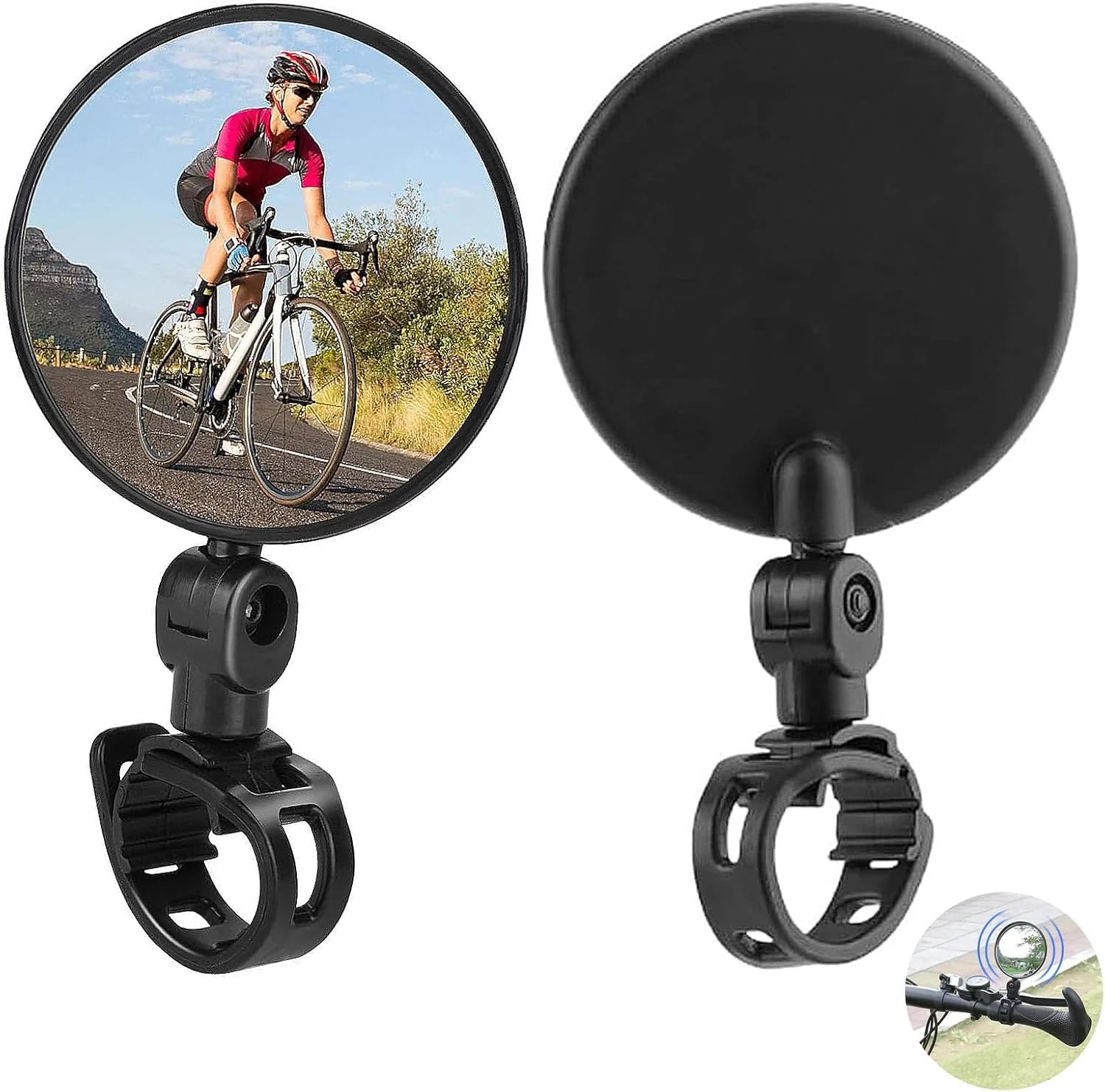 آینه دوچرخه 2 عددی، آینه دید عقب دوچرخه، آینه های محدب قابل تنظیم و چرخان نصب شده روی فرمان، بادوام و نصب آسان، برای همه دوچرخه ها