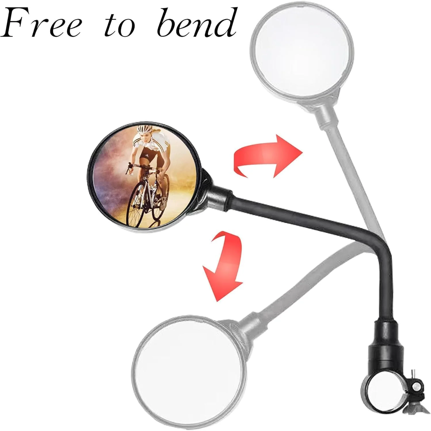 آینه عقب دوچرخه 2 عددی، آینه دوچرخه قابل چرخش و تنظیم زاویه دید گسترده، آینه محدب ضد ضربه گرد برای فرمان دوچرخه