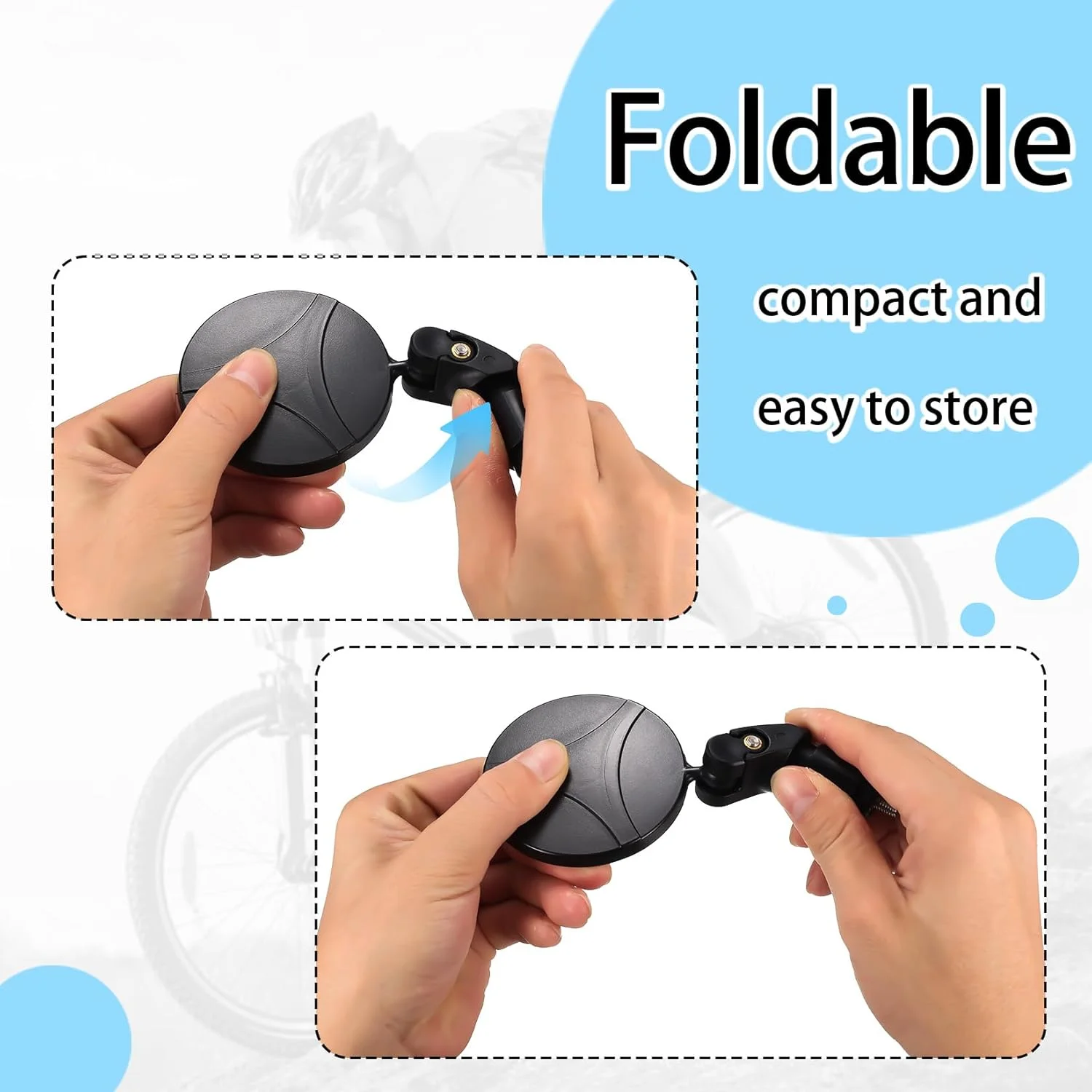 دو عدد آینه دوچرخه، آینه های دید عقب دوچرخه با قابلیت تنظیم 360 درجه، آینه های فرمان برای فرمان دوچرخه، 22 – 17.4 میلی متر مناسب برای دوچرخه کوهستان، جاده، برقی