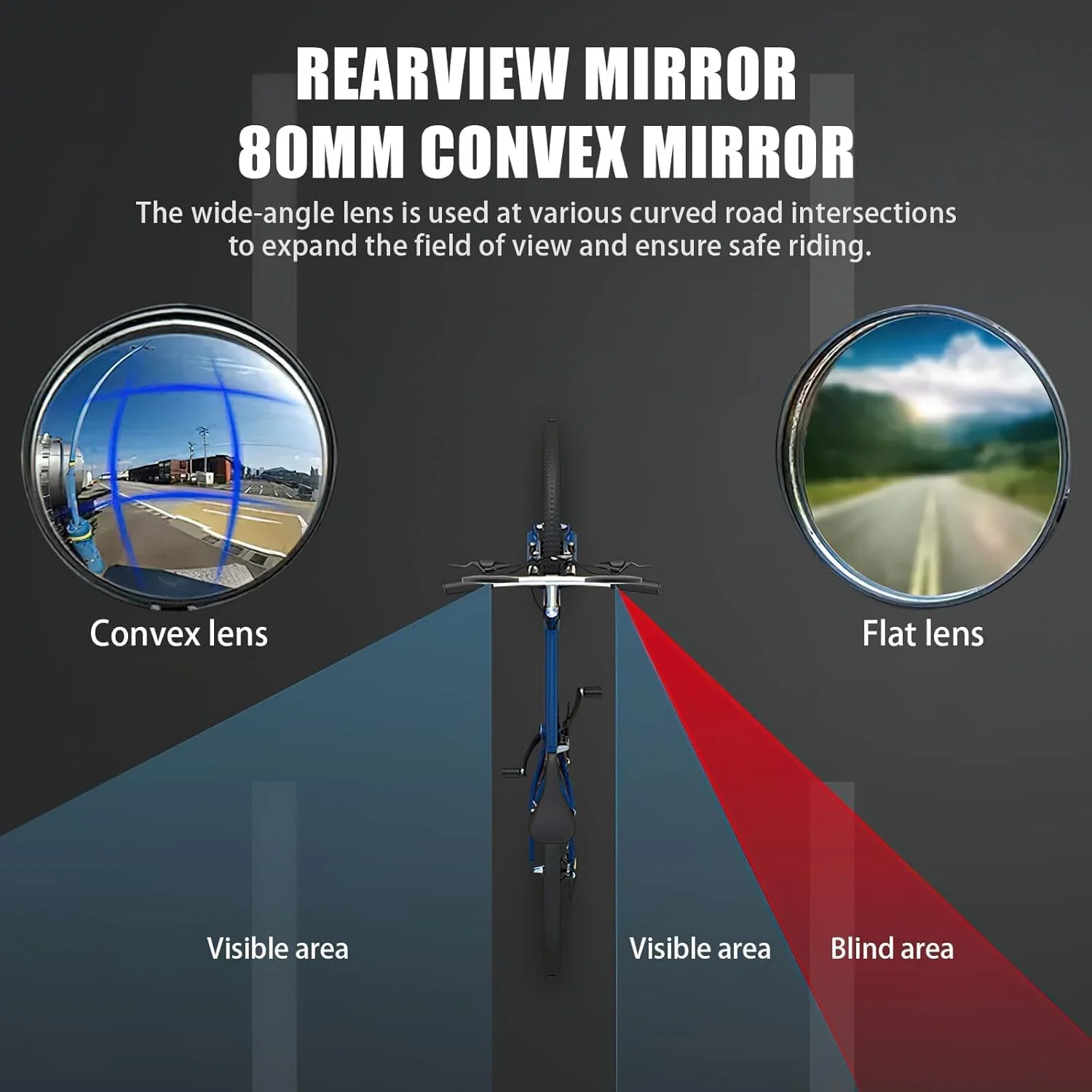 آینه دوچرخه 2 عددی، آینه دید عقب دوچرخه، آینه های محدب قابل تنظیم و چرخان نصب شده روی فرمان، بادوام و نصب آسان، برای همه دوچرخه ها