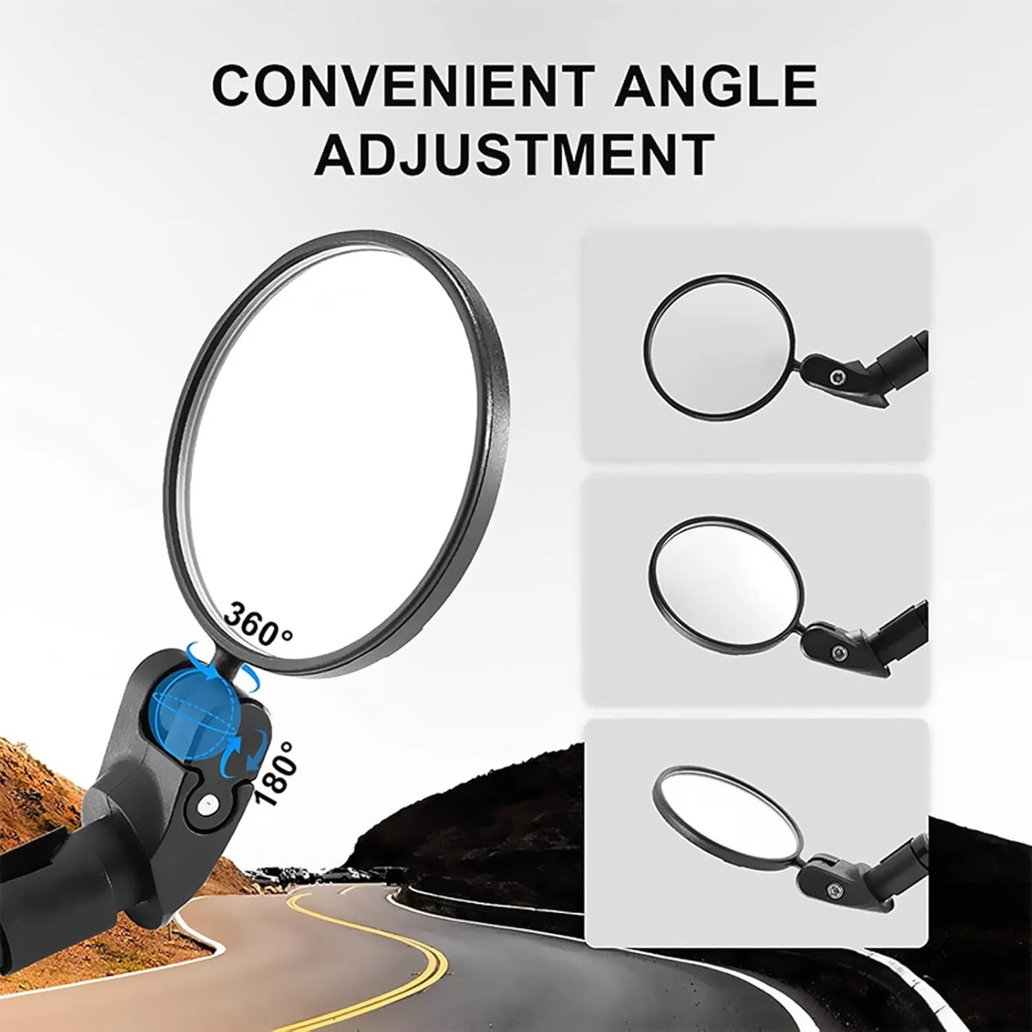 آینه دوچرخه، 2 عدد آینه دوچرخه با قابلیت چرخش 360 درجه برای انتهای فرمان، آینه های محدب زاویه باز، آینه عقب دوچرخه برای نصب در انتهای فرمان، مناسب برای دوچرخه سواری در کوهستان و جاده