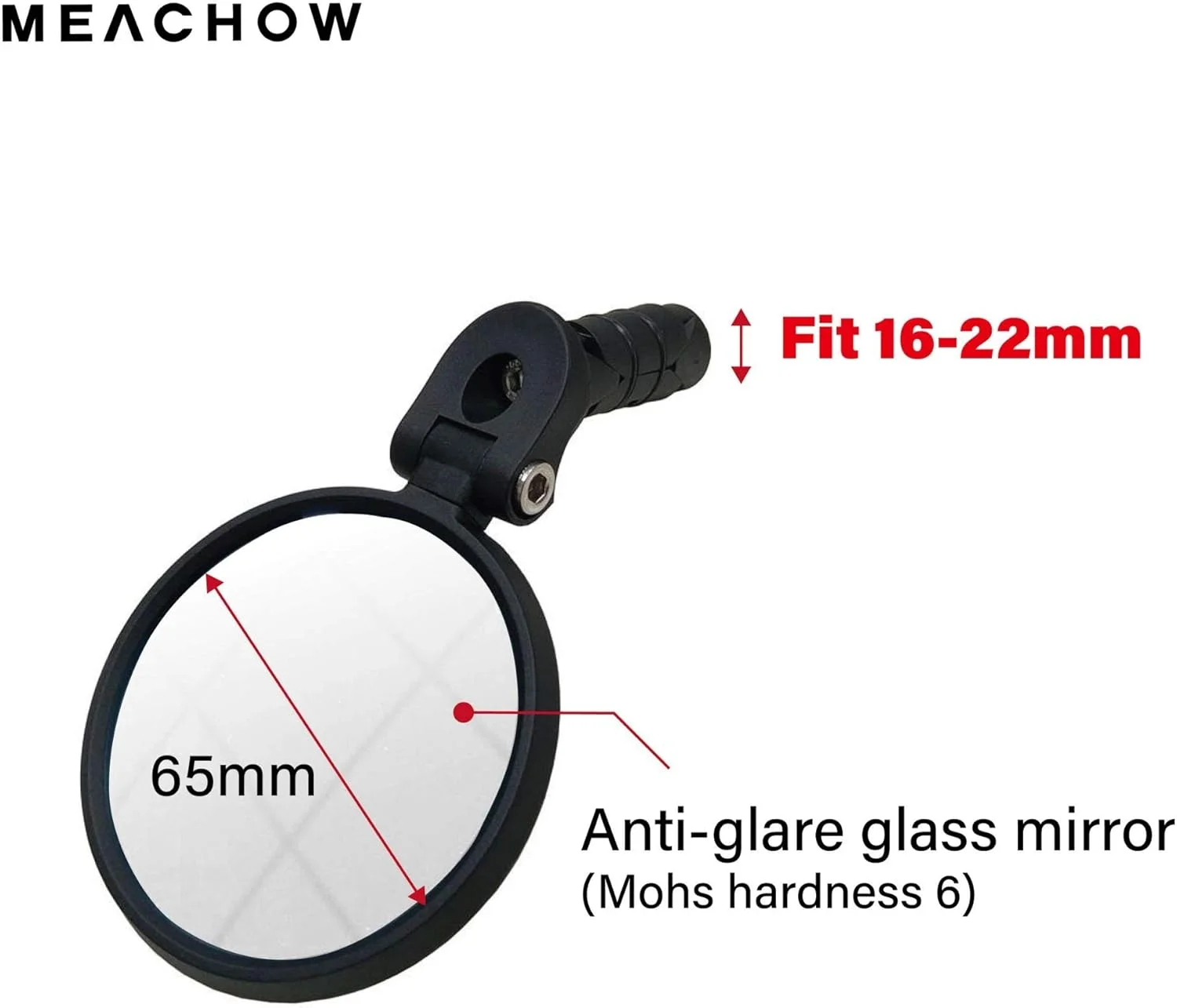 آینه دوچرخه میچو، لنز شیشه ای مقاوم در برابر خش، HD، آینه دید عقب ایمن (نقره ای) ME-001S