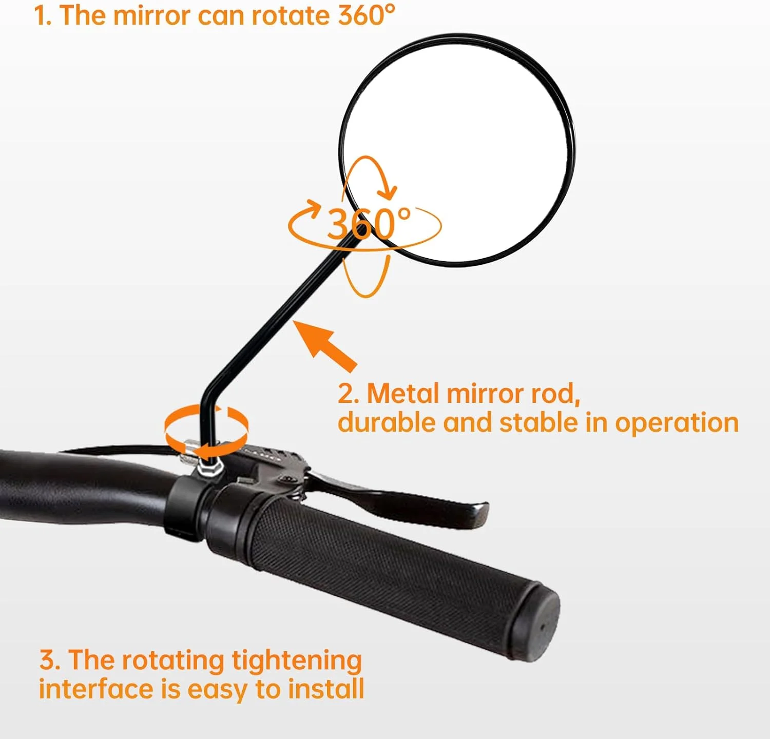 آینه دوچرخه برای دوچرخه های برقی، 2 عدد آینه دید عقب دوچرخه، آینه دید عقب دوچرخه کوهستانی شیشه ای HD، آینه دوچرخه برای فرمان 22-25 میلی متر