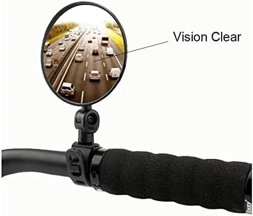 آینه دوچرخه، آینه های دید عقب دوچرخه، بادوام و نصب آسان، آینه محدب پلاستیکی قابل تنظیم و چرخان نصب شده روی فرمان برای دوچرخه های کوهستانی و جاده ای