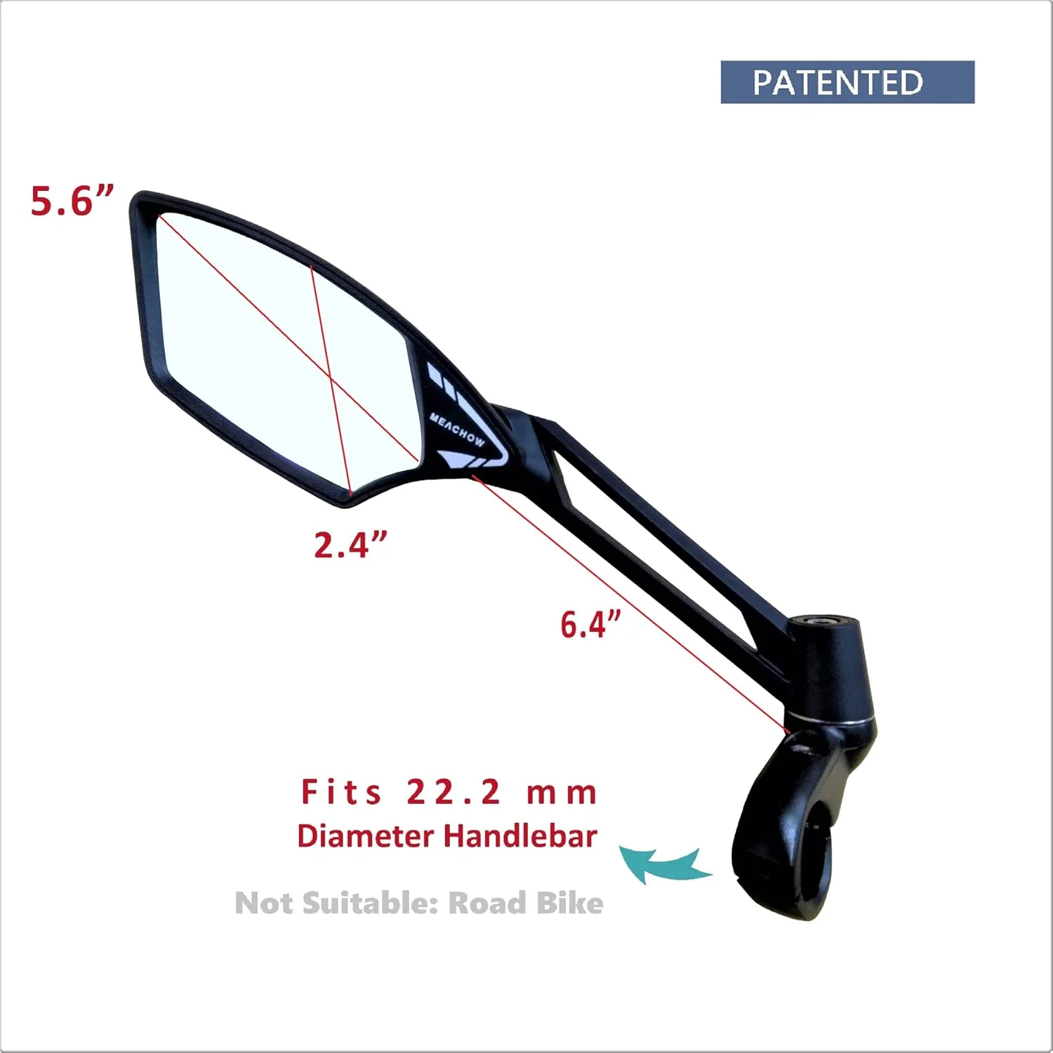 آینه دوچرخه فرمان جدید MEACHOW، لنز شیشه ای مقاوم در برابر خش، فوق العاده HD، آینه دوچرخه برقی، آینه دوچرخه، آینه دید عقب ایمن چرخشی، (سمت چپ نقره ای) ME-011LS