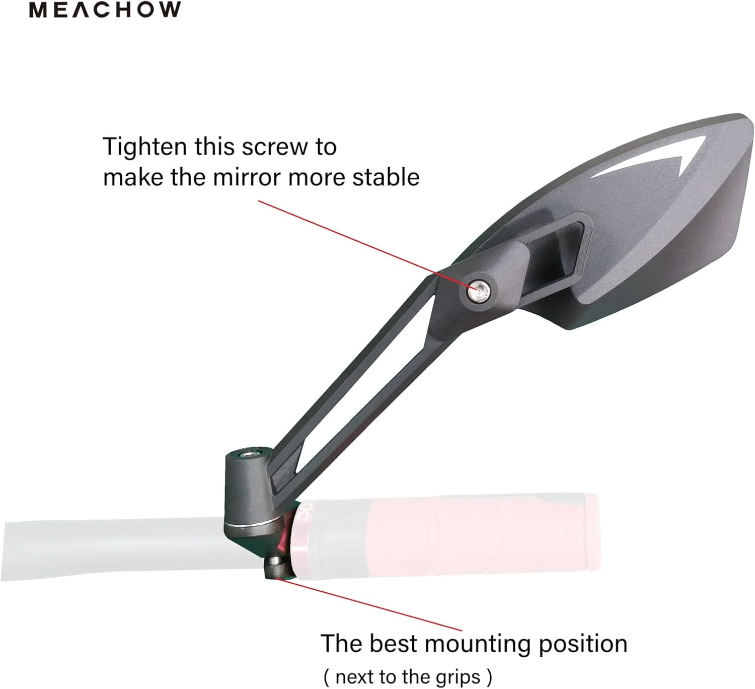 آینه دوچرخه فرمان جدید MEACHOW، لنز شیشه ای مقاوم در برابر خش، فوق العاده HD، آینه دوچرخه برقی، آینه دوچرخه، آینه دید عقب ایمن چرخشی، (سمت چپ نقره ای) ME-011LS