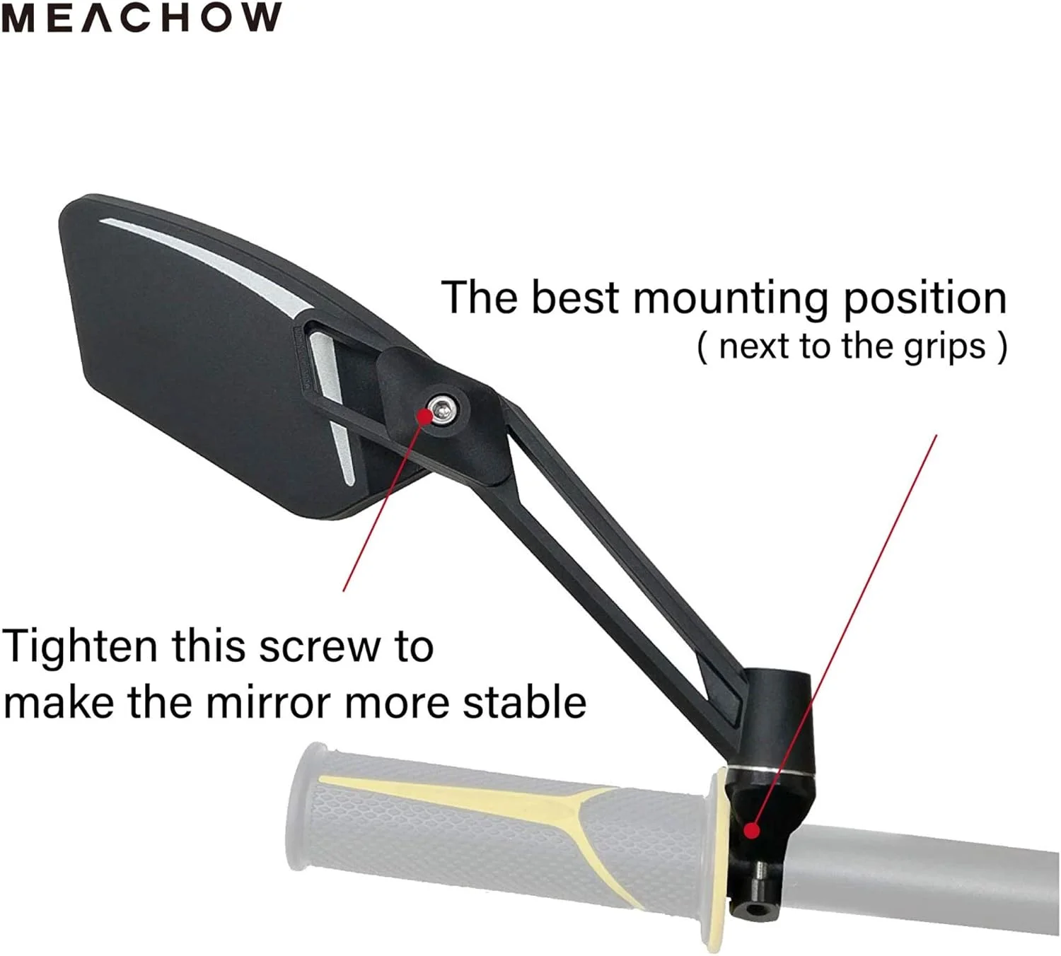 آینه دوچرخه MEACHOW با لنز شیشه ای ضد خش جدید، آینه دید عقب ایمن قابل تنظیم، آینه دوچرخه (سمت راست آبی) ME-003RB