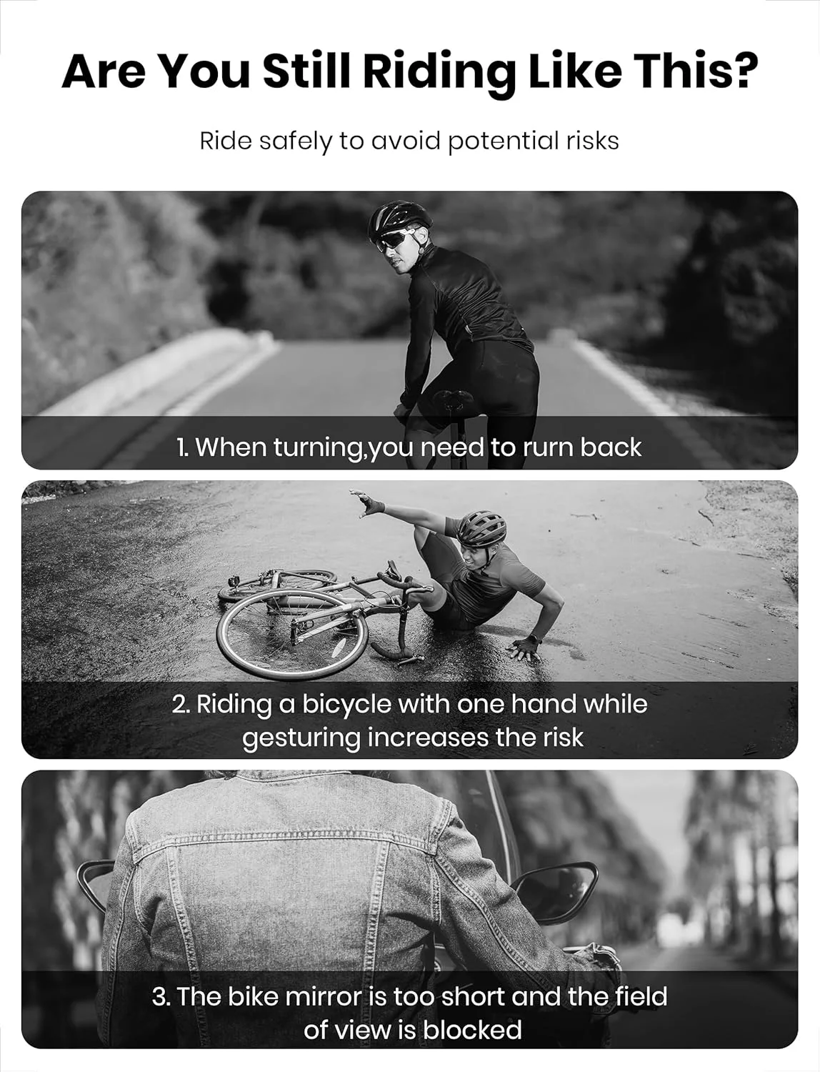 آینه های دوچرخه MAGICYCLE، یک جفت آینه دید عقب فرمان، آینه های دوچرخه برقی با قابلیت چرخش 360 درجه، زاویه دید گسترده ایمن، شیشه HD (یک جفت آینه دید عقب تلسکوپی)