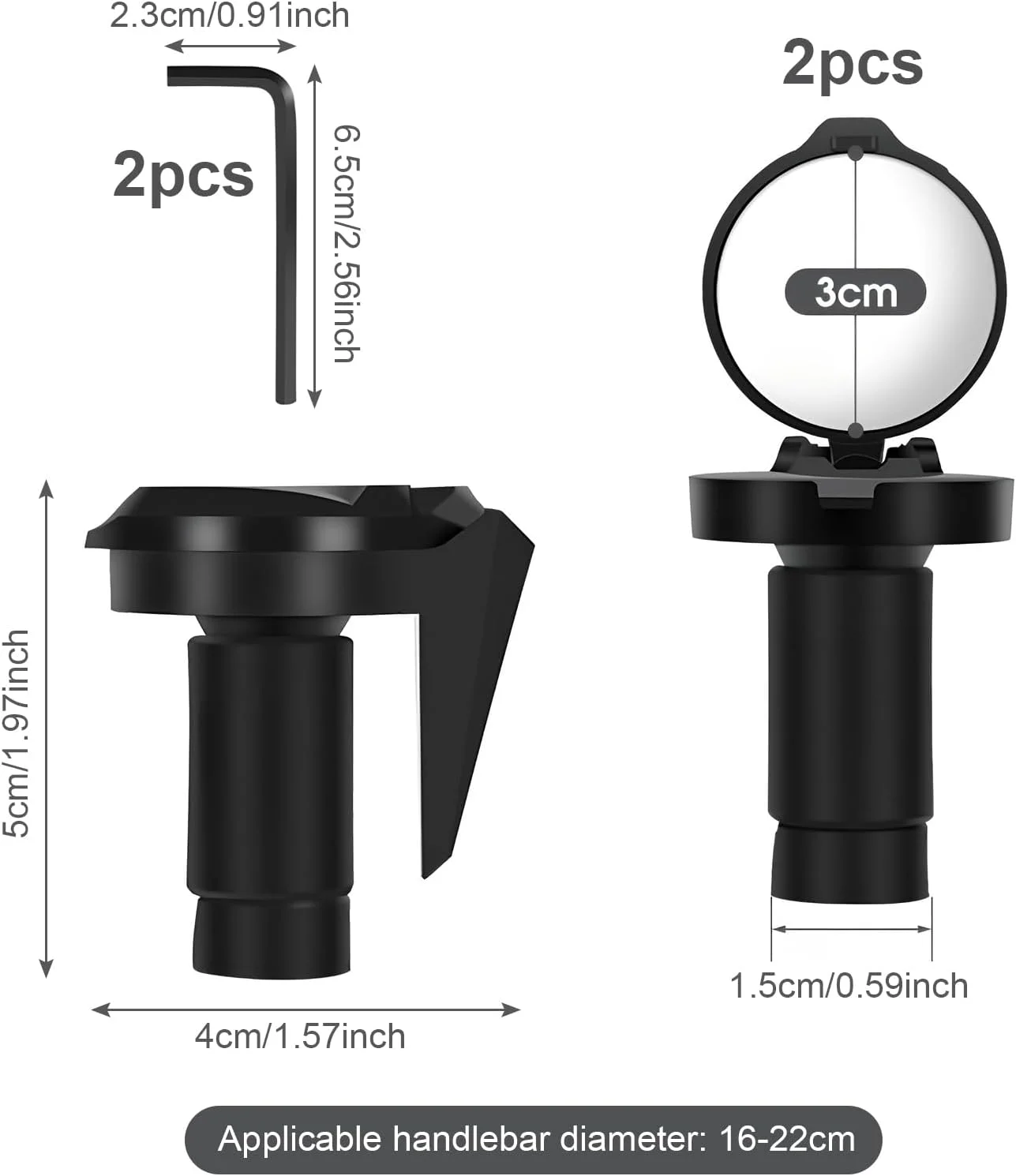 آینه عقب دوچرخه، آینه دوچرخه HD، چرخش 360 درجه، تاشو، آینه دوچرخه تاشو برای فرمان 16-22 میلی متر، آینه دوچرخه برای دوچرخه های جاده ای