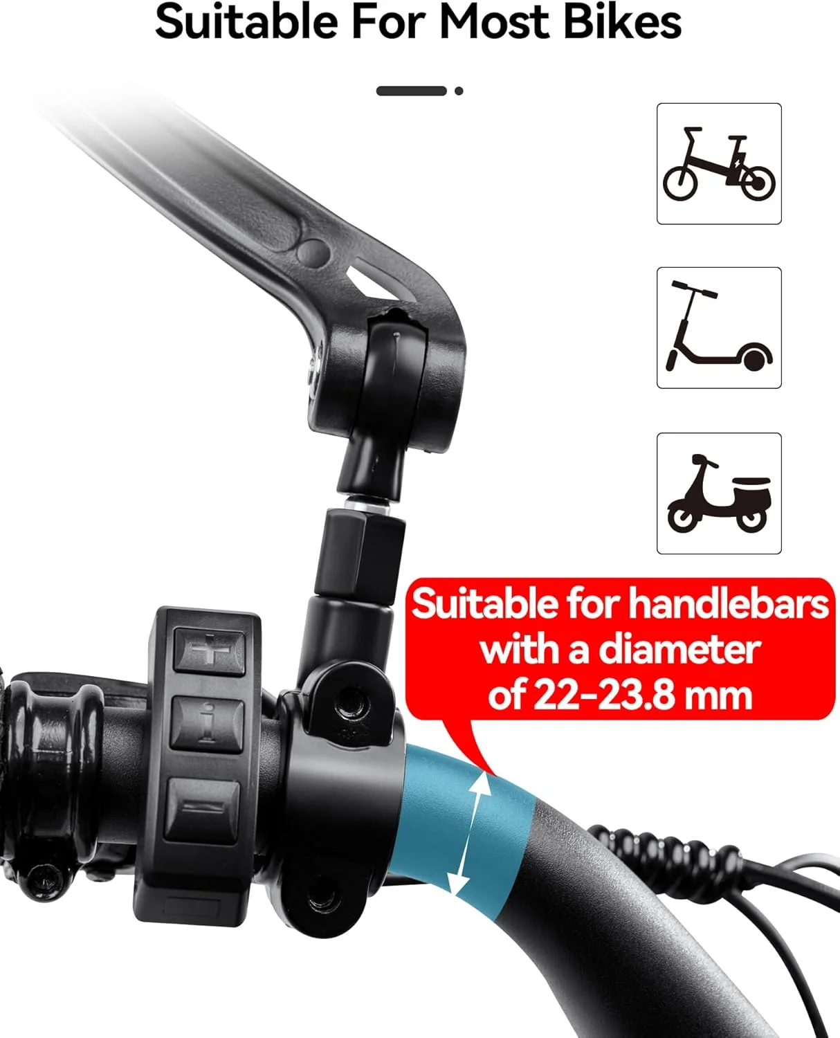 آینه بغل دوچرخه MAGICYCLE، یک جفت آینه دید عقب فرمان/دوچرخه برقی، آینه های دوچرخه قابل تنظیم 360 درجه، شیشه HD با زاویه دید عریض ایمن