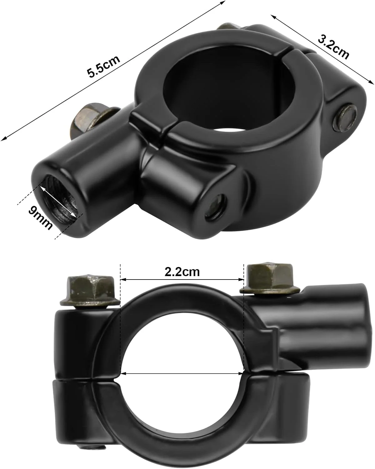 دو عدد بست آینه دید عقب موتور سیکلت، بست فرمان 22 میلی متر، آداپتور نصب پشتیبانی آینه دید عقب موتور سیکلت 10 میلی متر، بست آینه فرمان جهانی برای موتور سیکلت ATV