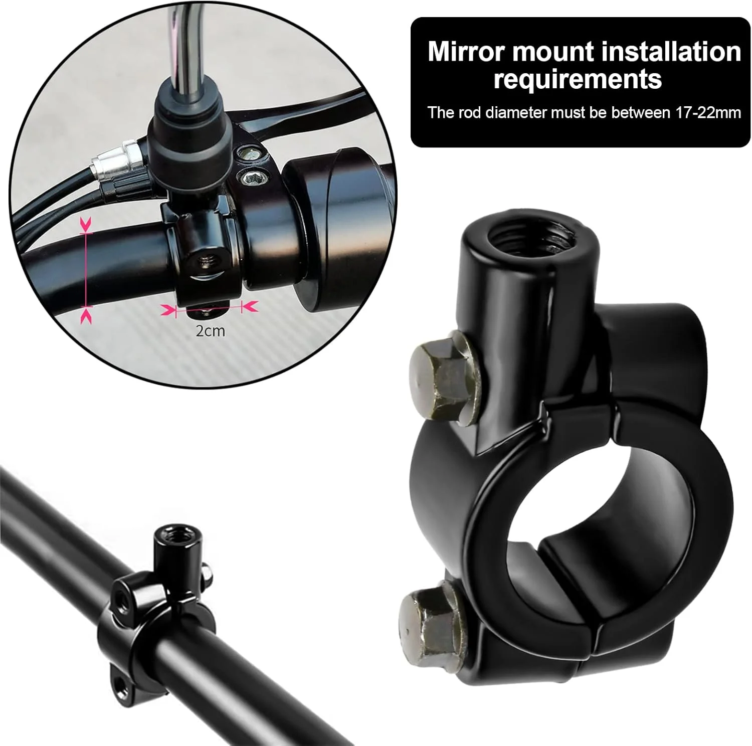 دو عدد بست آینه دید عقب موتور سیکلت، بست فرمان 22 میلی متر، آداپتور نصب پشتیبانی آینه دید عقب موتور سیکلت 10 میلی متر، بست آینه فرمان جهانی برای موتور سیکلت ATV