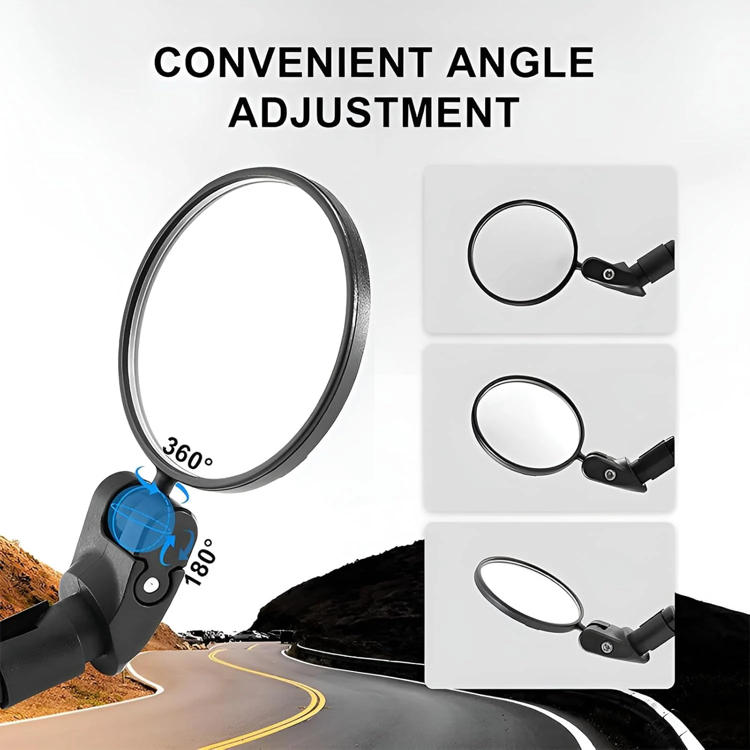 آینه دوچرخه، کوچک، بسته 2 عددی، HD 360 درجه قابل چرخش و تاشو، آینه عقب دوچرخه برای فرمان 17.4-22 میلی متر، آینه دوچرخه چپ برای دوچرخه برقی، دوچرخه کوهستانی، دوچرخه جاده