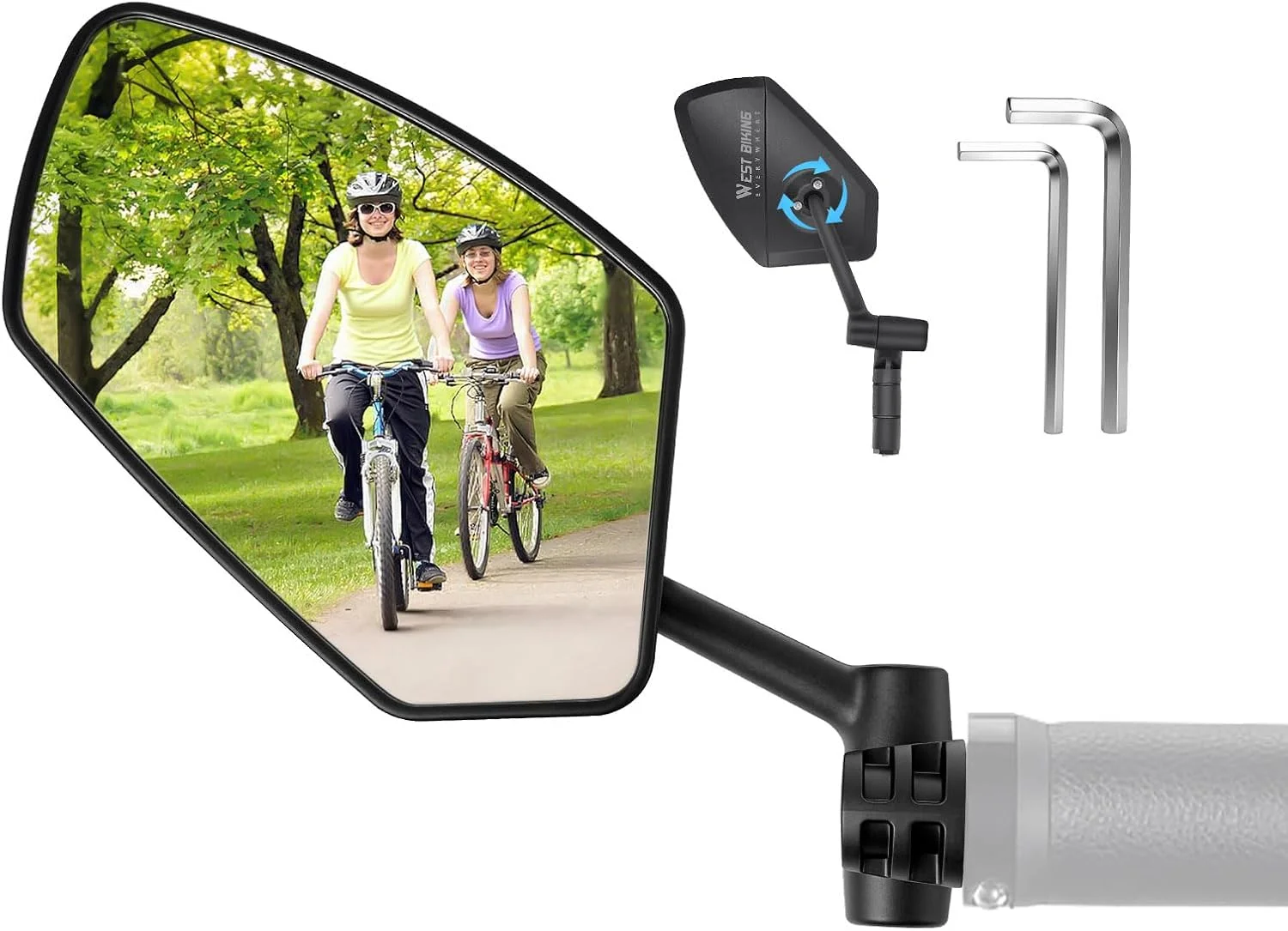 آینه دوچرخه LINGHUANG با سطح آینه بسیار بزرگ، آینه دید عقب تاشو دوچرخه، آینه دوچرخه با قابلیت چرخش 360 درجه مناسب برای دوچرخه برقی، اسکوتر برقی، دوچرخه جاده و دوچرخه کوهستان