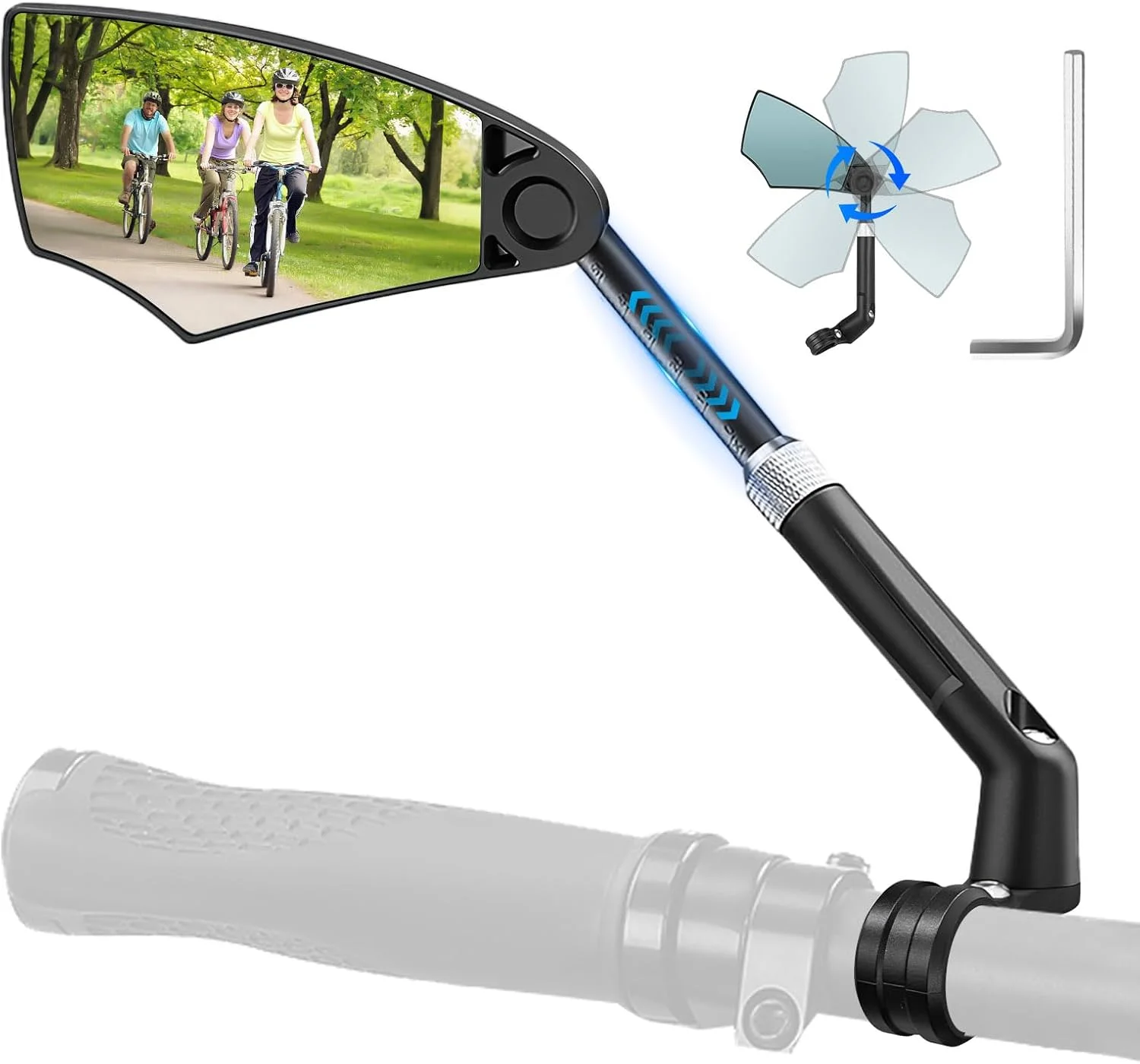 آینه دوچرخه LINGHUANG برای دوچرخه برقی سمت چپ، با سطح آینه بزرگ، آینه دید عقب تاشو دوچرخه برای فرمان 20-23 میلی متر، آینه دوچرخه چرخان 360 درجه سمت چپ برای دوچرخه برقی، اسکوتر برقی جاده