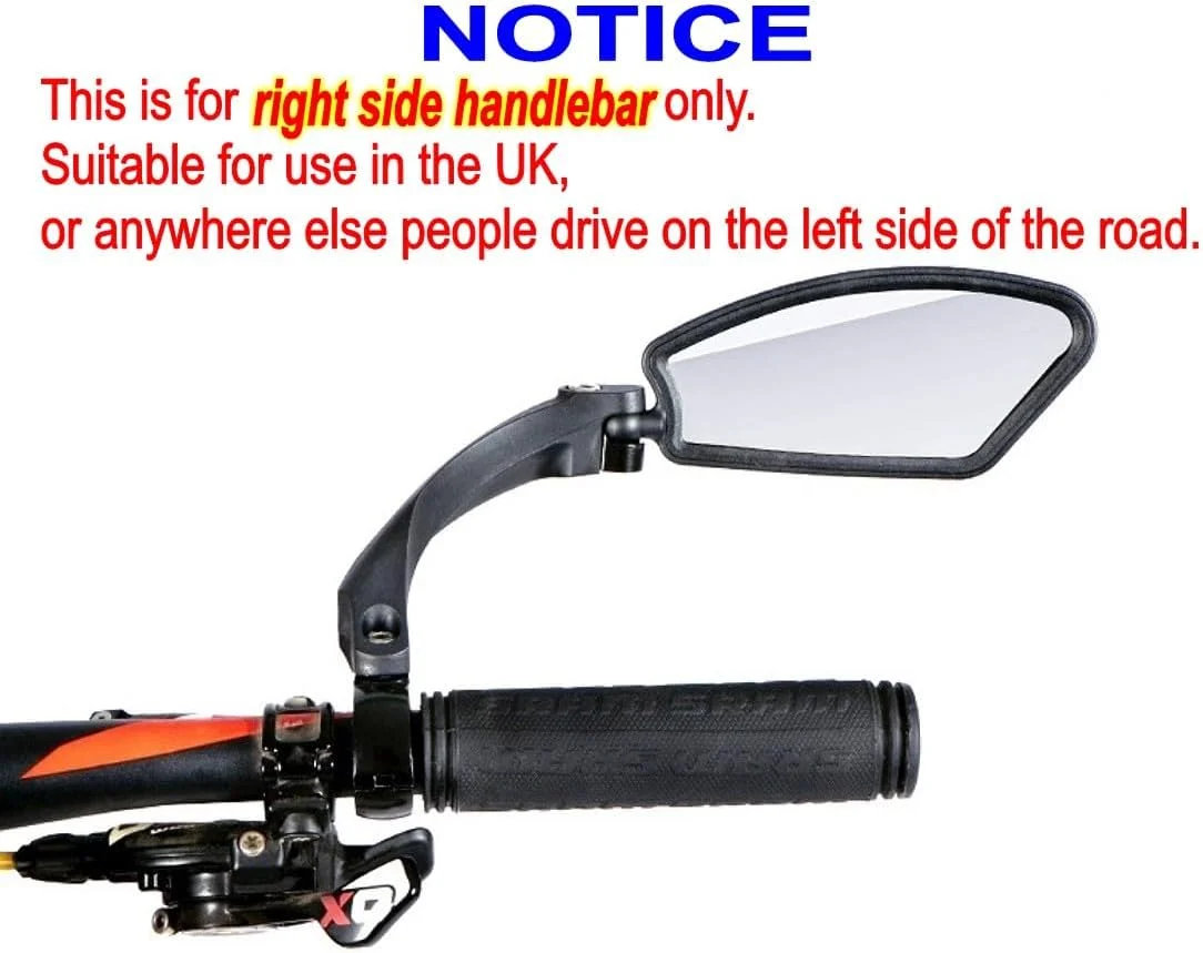 آینه دوچرخه سمت راست JZK با لنز استیل ضد زنگ، آینه دوچرخه قابل تنظیم با چرخش 360 درجه برای فرمان دوچرخه، آینه دید عقب دوچرخه برای دوچرخه جاده، دوچرخه کوهستان، MTB