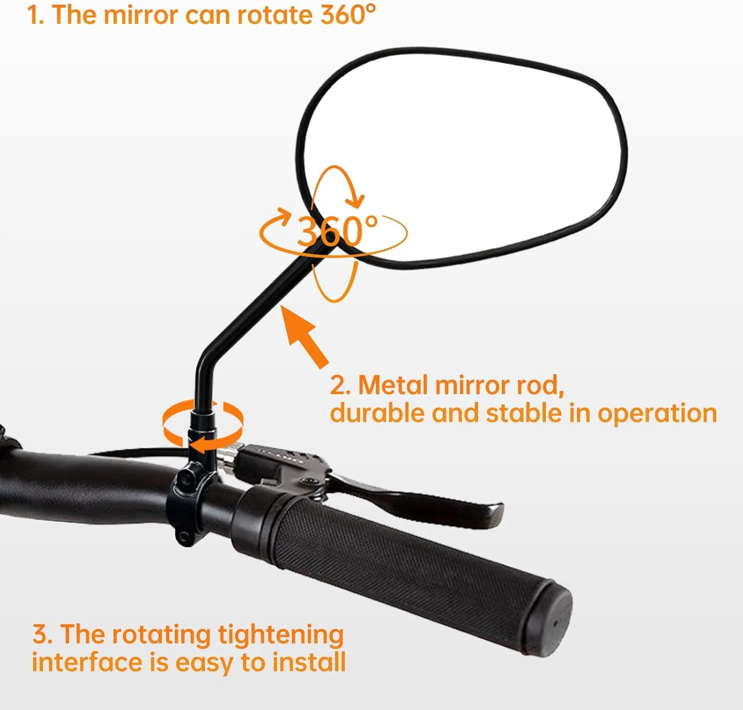 آینه دوچرخه برای نصب روی فرمان، آینه دید عقب دوچرخه 2 عددی برای دوچرخه برقی، آینه های شیشه ای HD برای فرمان 22-25 میلی متر