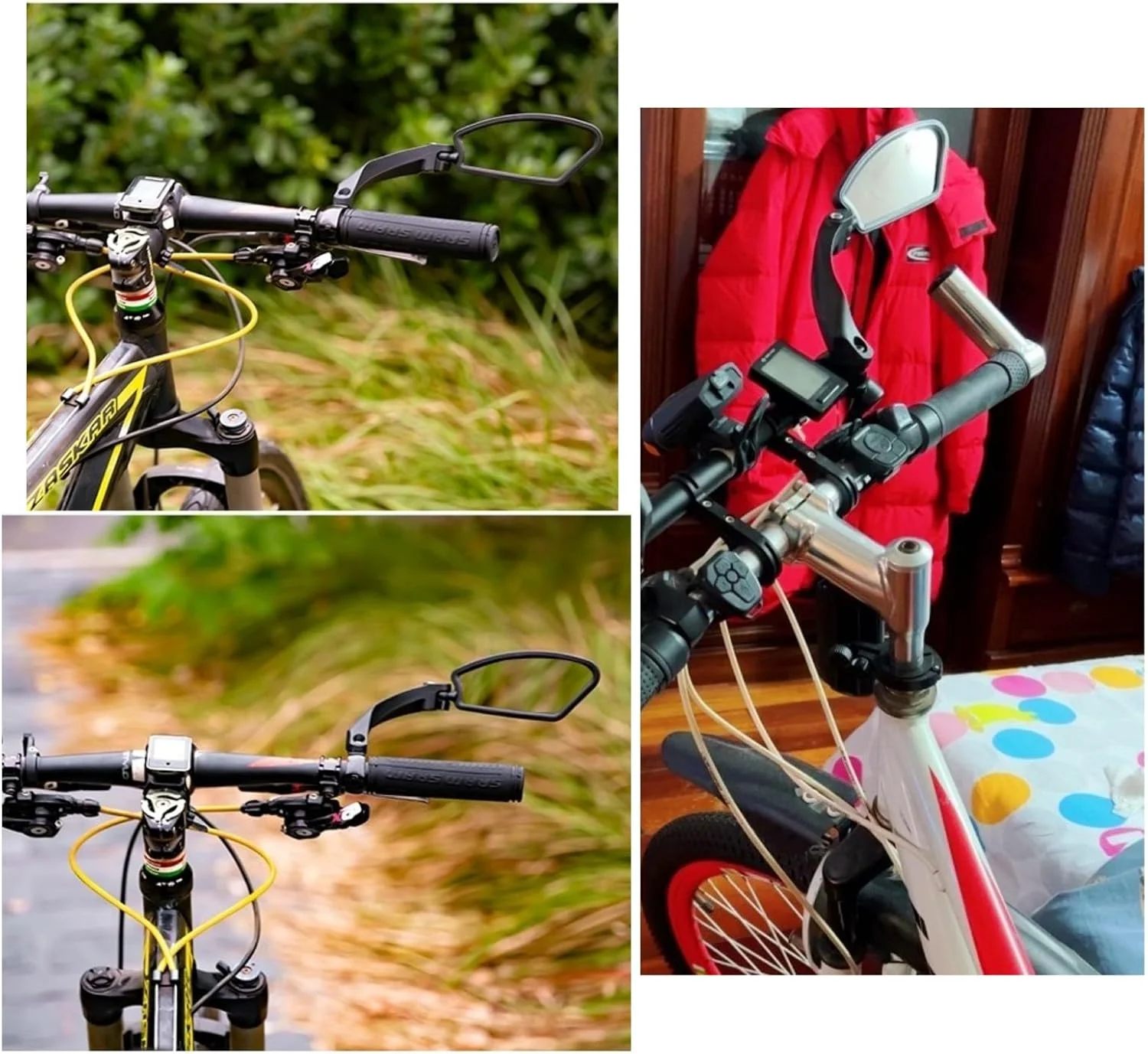 آینه دوچرخه سمت راست JZK با لنز استیل ضد زنگ، آینه دوچرخه قابل تنظیم با چرخش 360 درجه برای فرمان دوچرخه، آینه دید عقب دوچرخه برای دوچرخه جاده، دوچرخه کوهستان، MTB