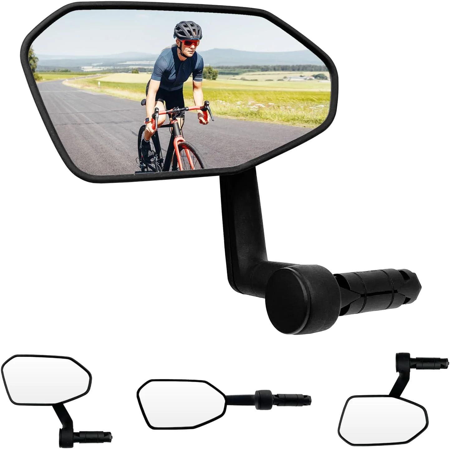 آینه دوچرخه، آینه دوچرخه قابل تنظیم برای نصب روی فرمان، لنز شیشه ای مقاوم در برابر خش، آینه دید عقب بزرگ برای لوازم جانبی دوچرخه برقی (چپ)