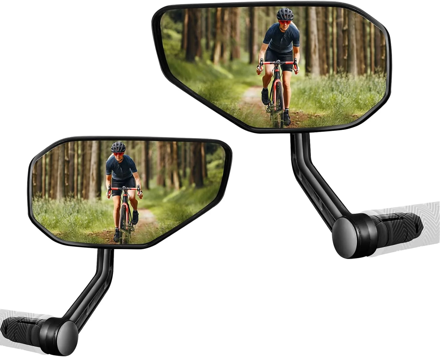 آینه دوچرخه، آینه دوچرخه قابل تنظیم برای دوچرخه های الکترونیکی، لنز شیشه ای مقاوم در برابر خش، آینه دید عقب بزرگ برای نصب روی فرمان (جفت)