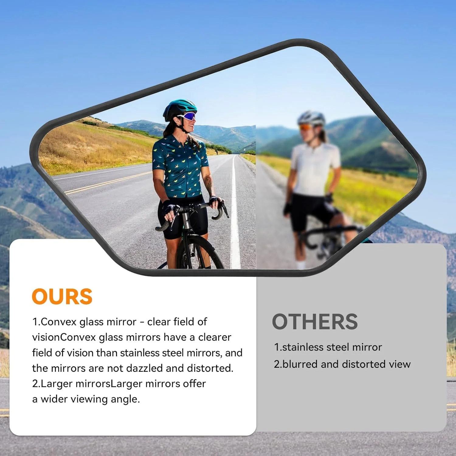 آینه دوچرخه، آینه دوچرخه شیشه ای HD برای فرمان، آینه دید عقب دوچرخه الکترونیکی مقاوم در برابر خراش و سقوط، آینه های دید عقب دوچرخه (چپ)