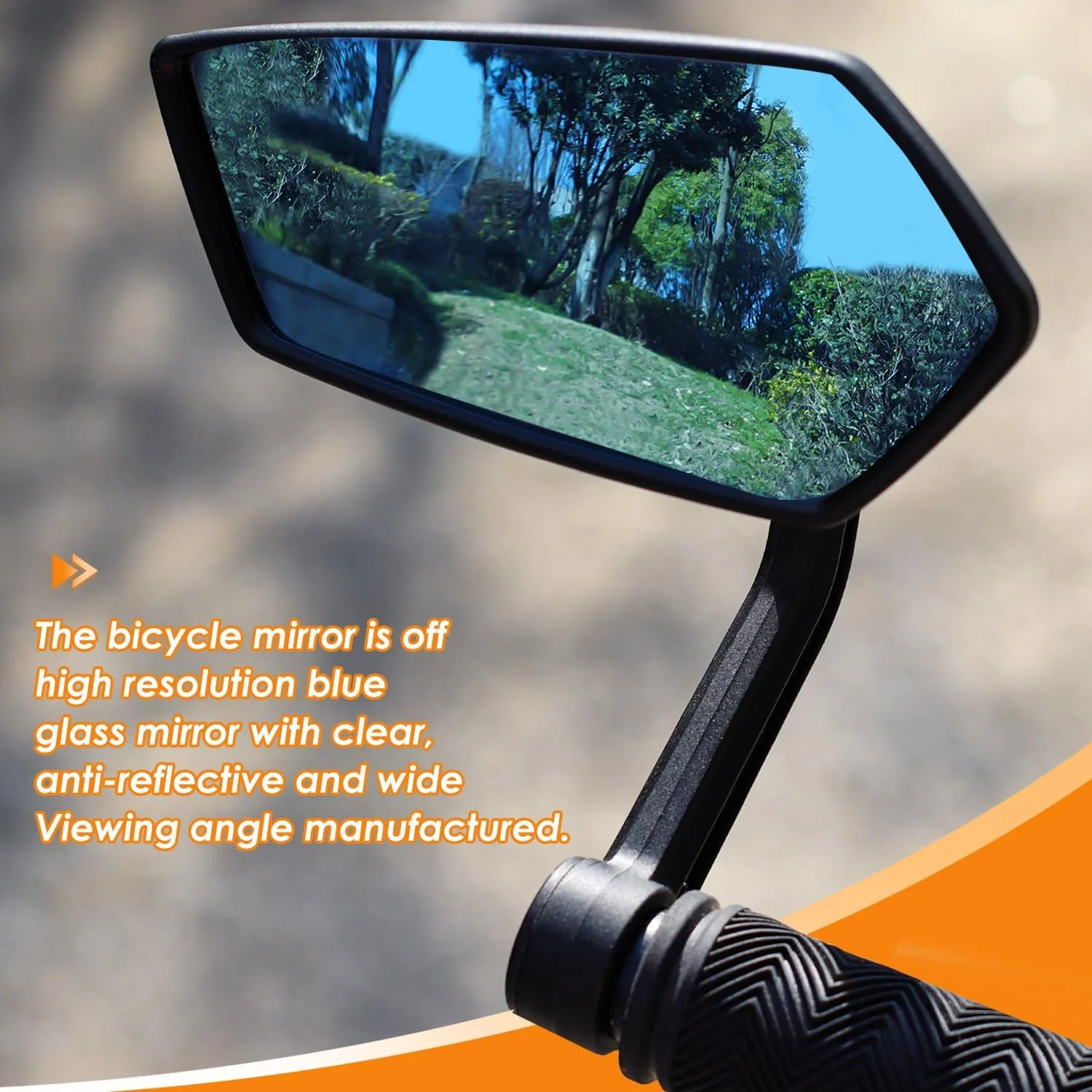 آینه دوچرخه، آینه دوچرخه با لنز شیشه ای نور آبی برای فرمان، آینه ضد خش HD برای دوچرخه برقی، آینه قابل تنظیم انتهای فرمان دوچرخه، آینه دید عقب دوچرخه برای سمت چپ فرمان (0.59-0.78")